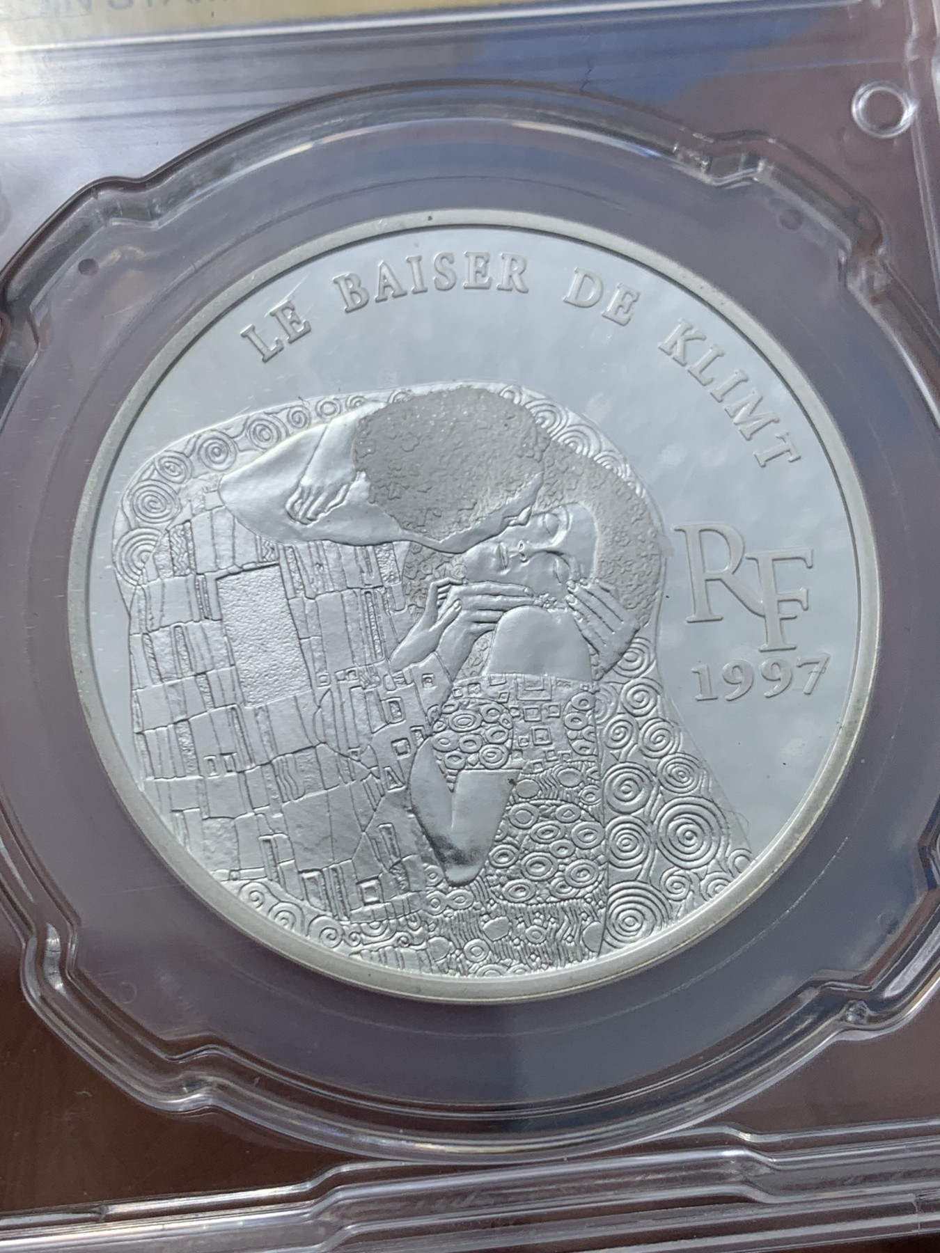 《竞宝斋》第240场-周日，周一 年终尾场 (全场包邮) 信泰PF70UC 1997法国银币 奥地利画家克莱门特名画“吻”