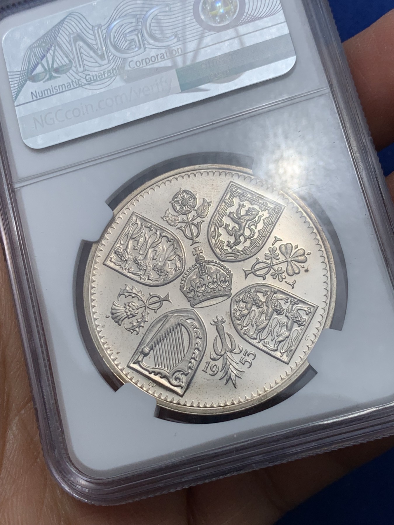 《竞宝斋》第240场-周日，周一 年终尾场 (全场包邮) NGC PF65 英国1953年 伊丽莎白二世女王加冕登基纪念精制克朗