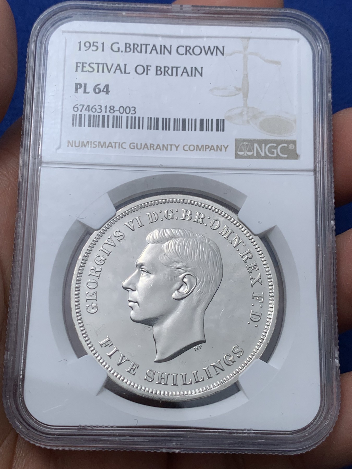 《竞宝斋》第240场-周日，周一 年终尾场 (全场包邮) NGC PL64 英国1951年乔治六世克朗 最后的镍马剑