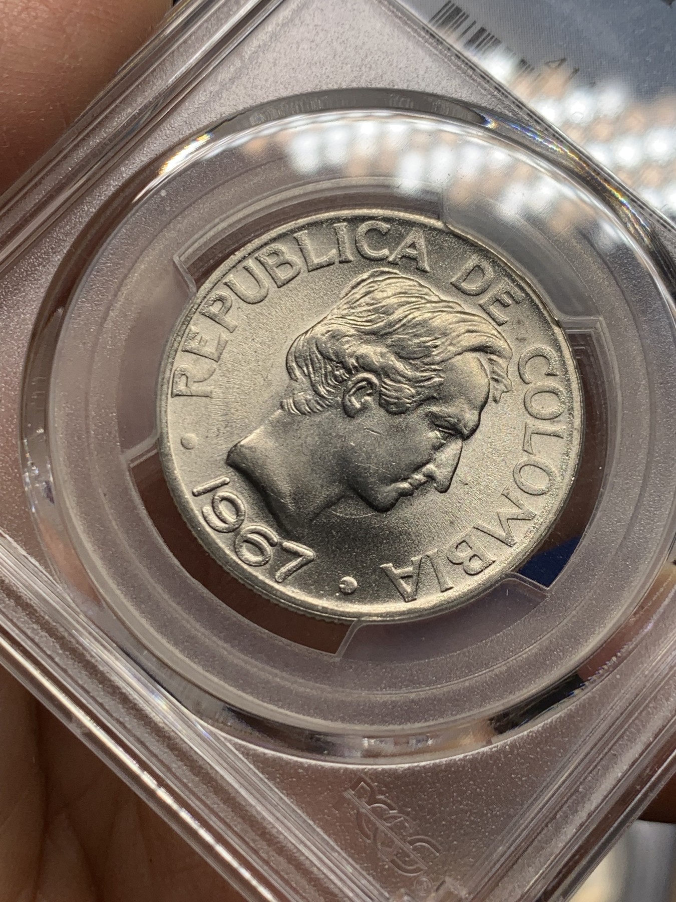 《竞宝斋》第240场-周日，周一 年终尾场 (全场包邮) PCGS金盾 MS66 哥伦比亚1967年50分镍币，高分不易