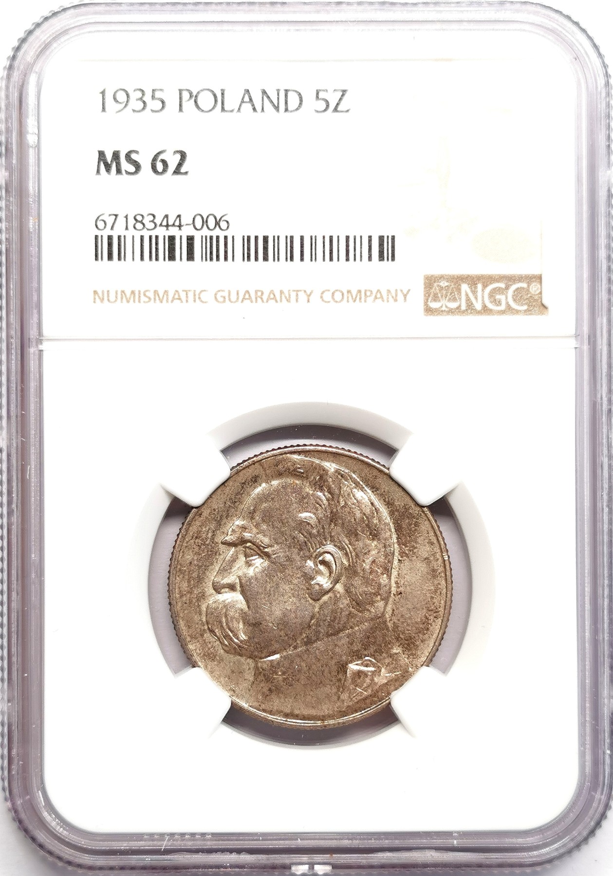 凡希社世界钱币微拍第二百六十期 1935波兰毕尔苏德斯基5Z银币NGC-MS62