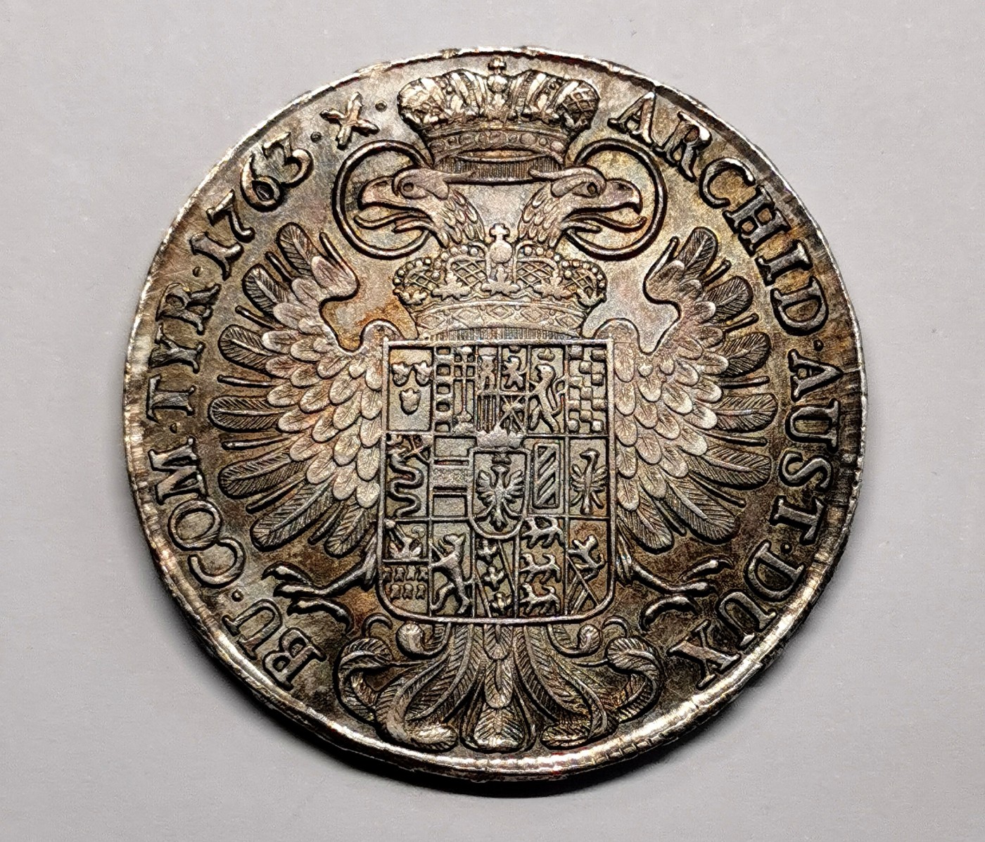 凡希社世界钱币微拍第二百六十期 1763神罗特蕾莎泰勒AU+细节锐利，欧陆传世包浆标准器！