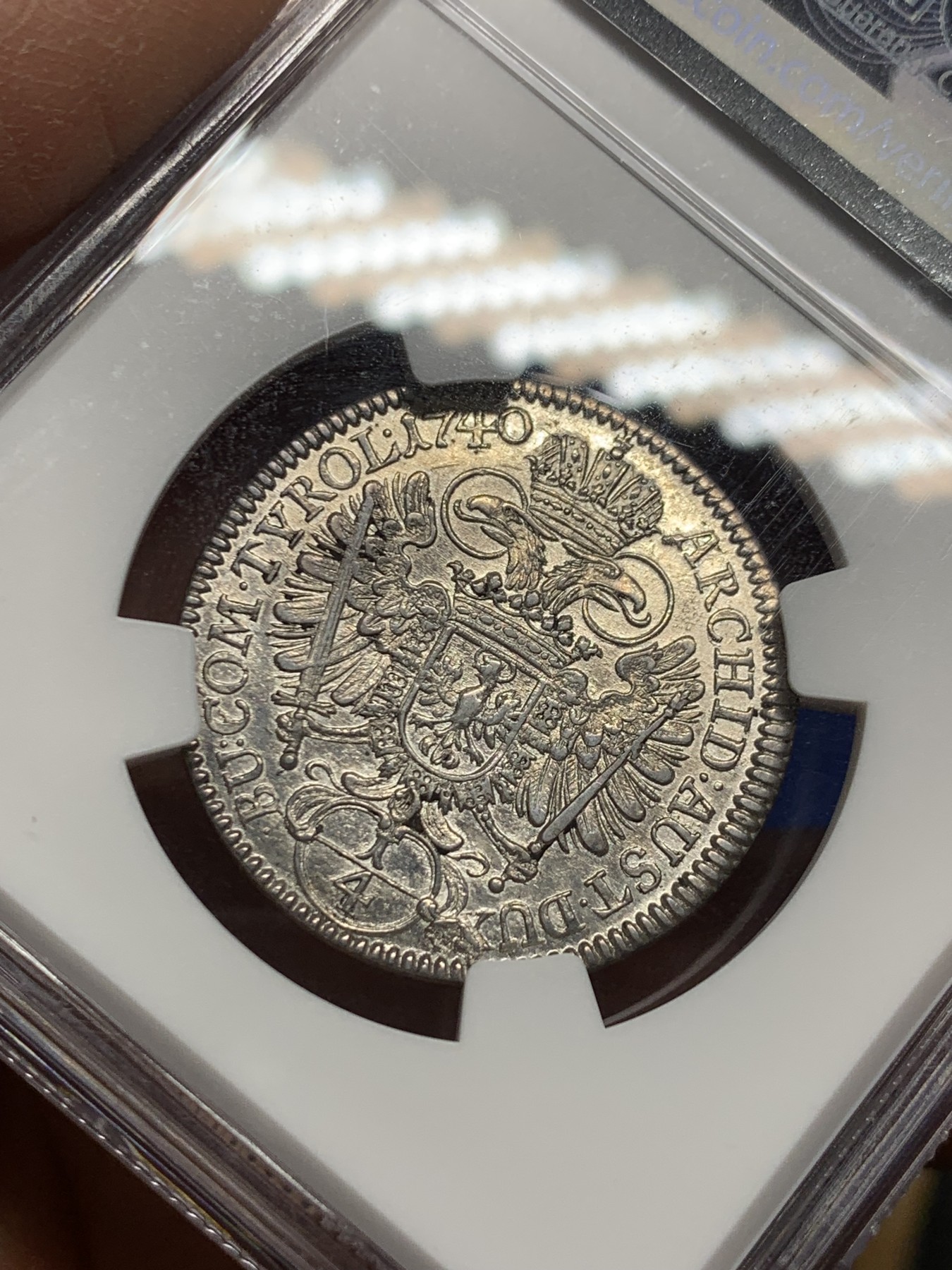 《竞宝斋》第240场-周日，周一 年终尾场 (全场包邮) NGC-MS62 神罗 1740年 卡尔六世 1/4泰勒少见面值 好状态