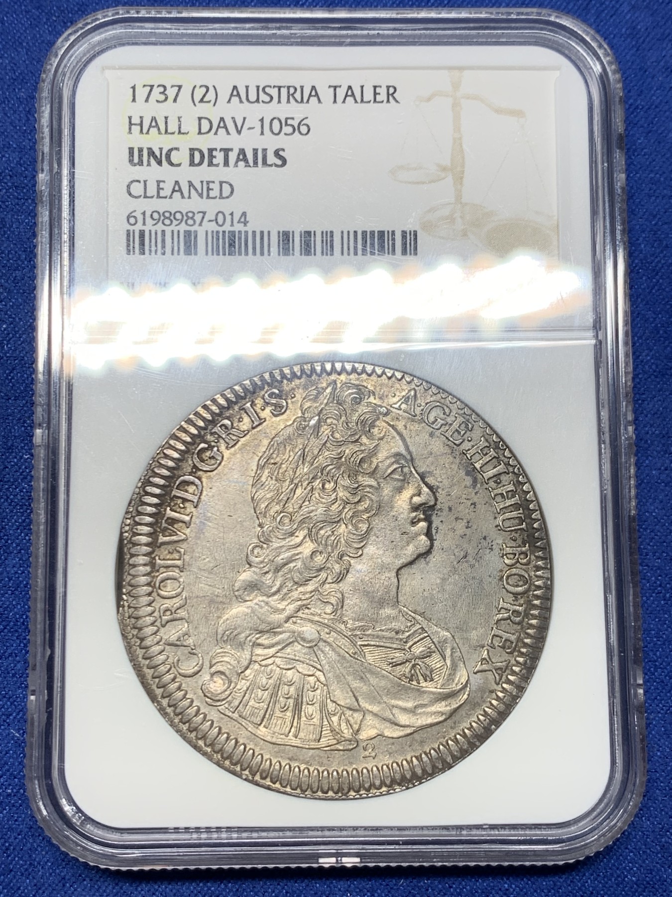 《竞宝斋》第240场-周日，周一 年终尾场 (全场包邮) NGC UNC 神圣罗马帝国奥地利1737年骑字版银币 卡尔六世皇帝老泰勒