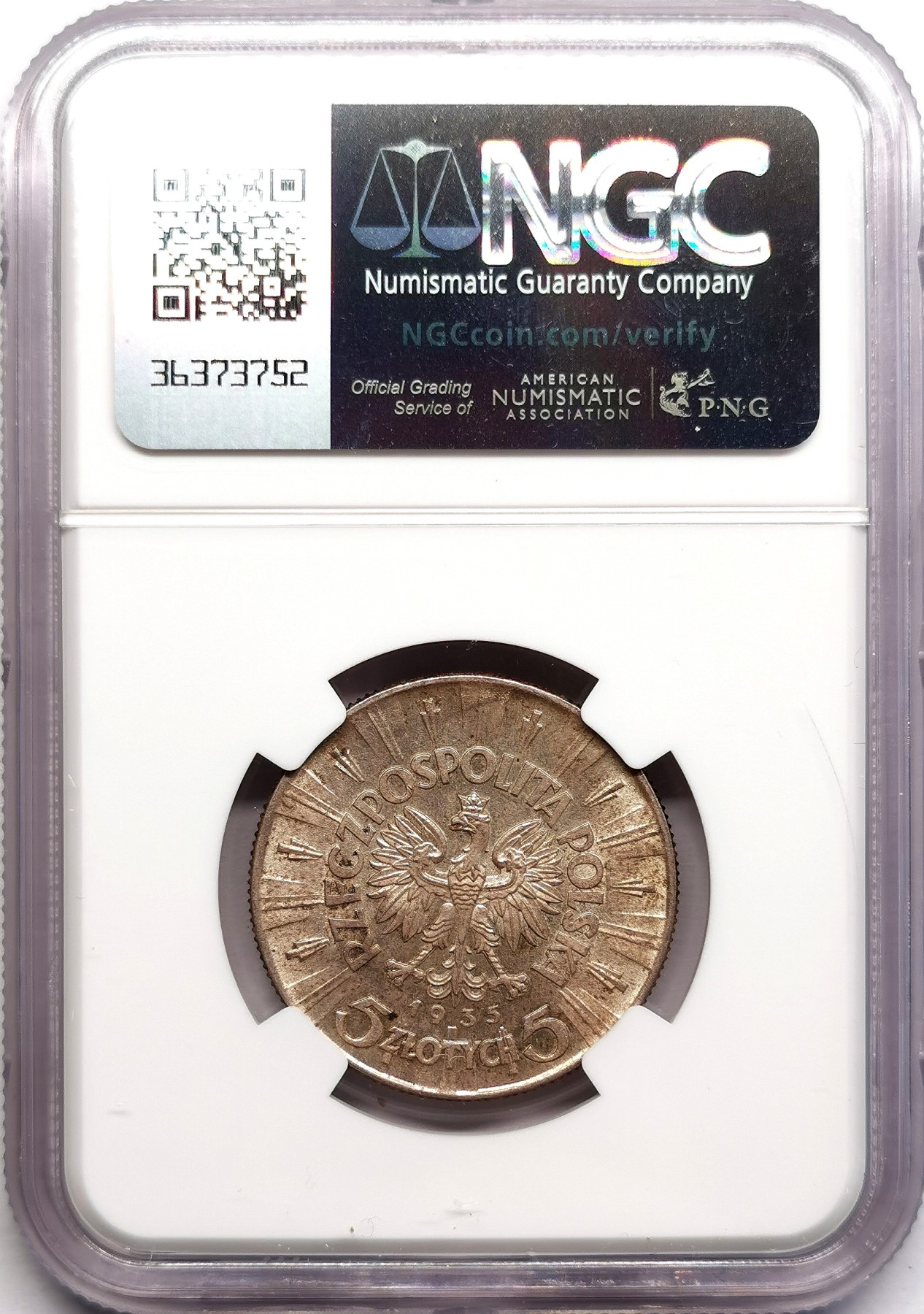 凡希社世界钱币微拍第二百六十期 1935波兰毕尔苏德斯基5Z银币NGC-MS62