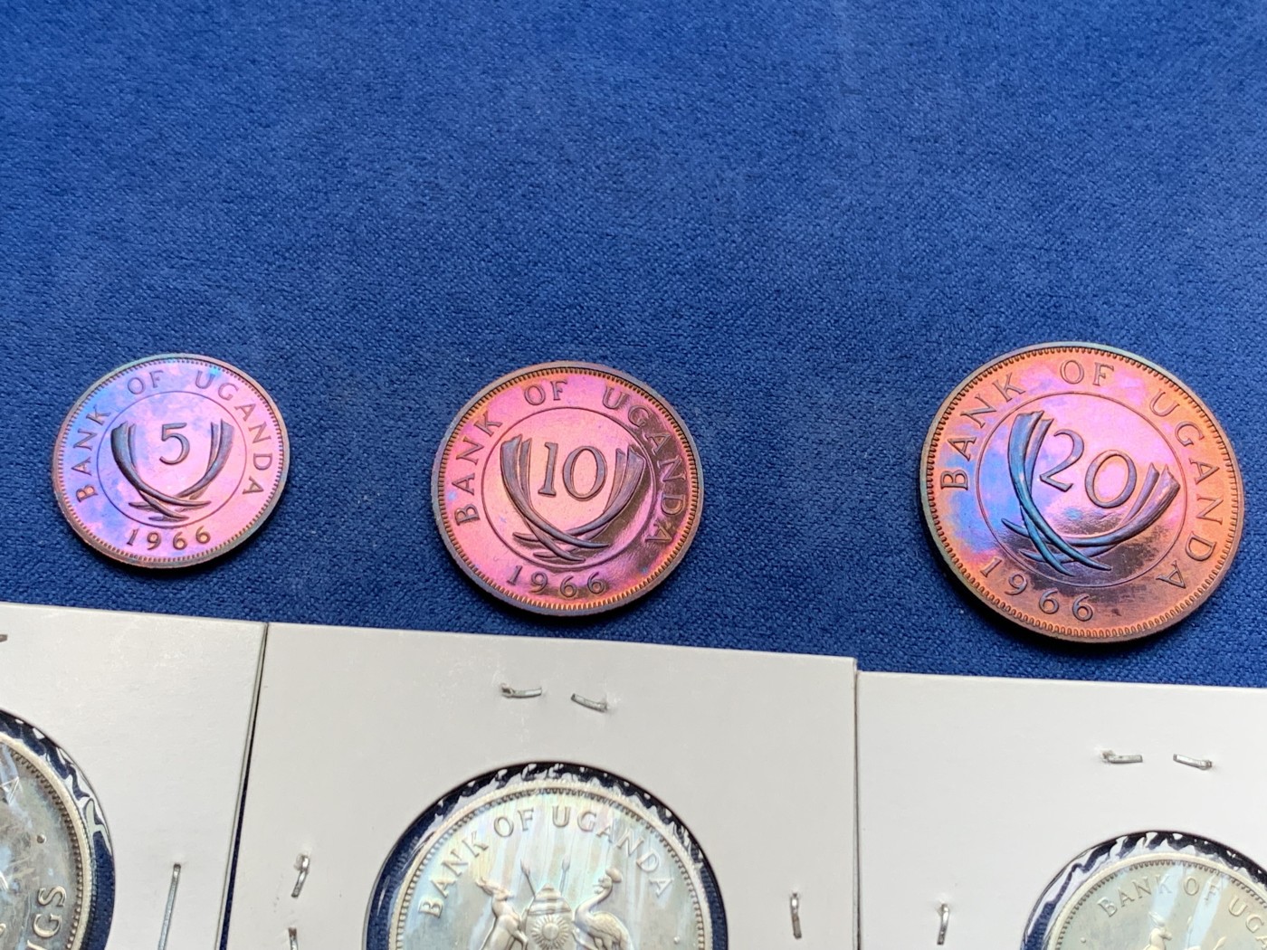 《竞宝斋》第240场-周日，周一 年终尾场 (全场包邮) 6枚一组 乌干达1966年清年份精制套币