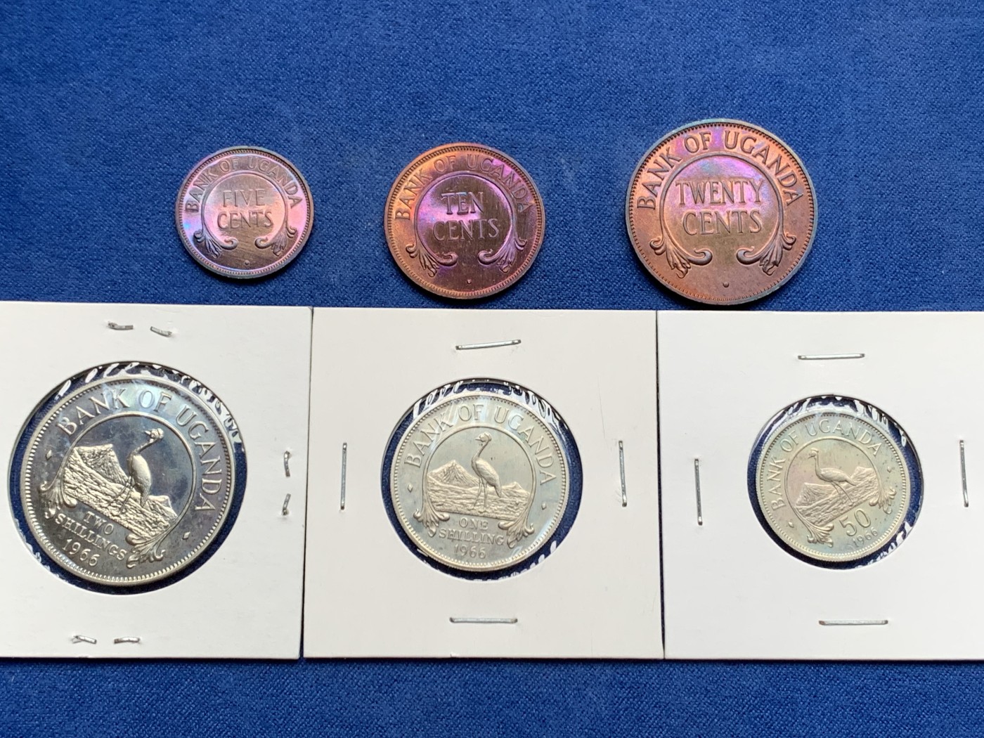 《竞宝斋》第240场-周日，周一 年终尾场 (全场包邮) 6枚一组 乌干达1966年清年份精制套币