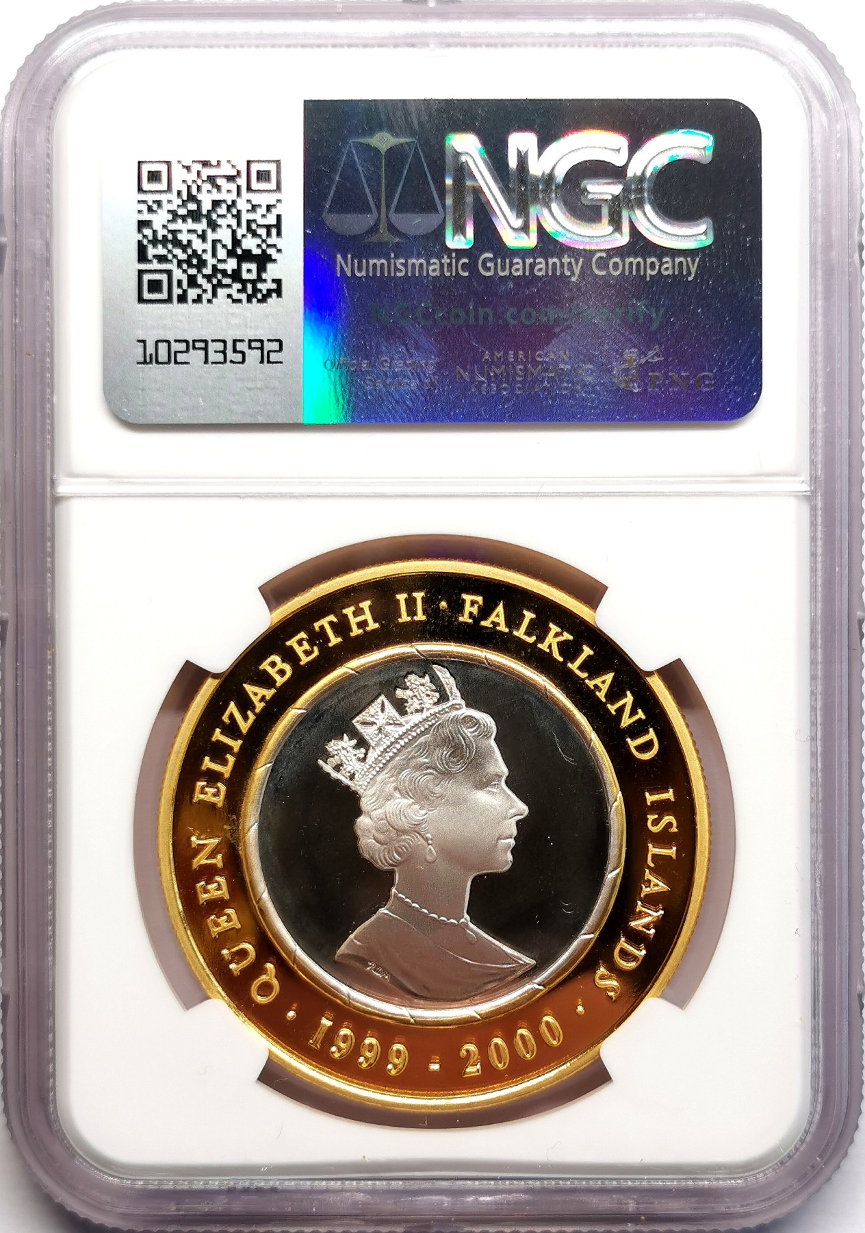 凡希社世界钱币微拍第二百六十期 2000英属福克兰群岛千禧年纪念2镑大银NGC-PF69UC