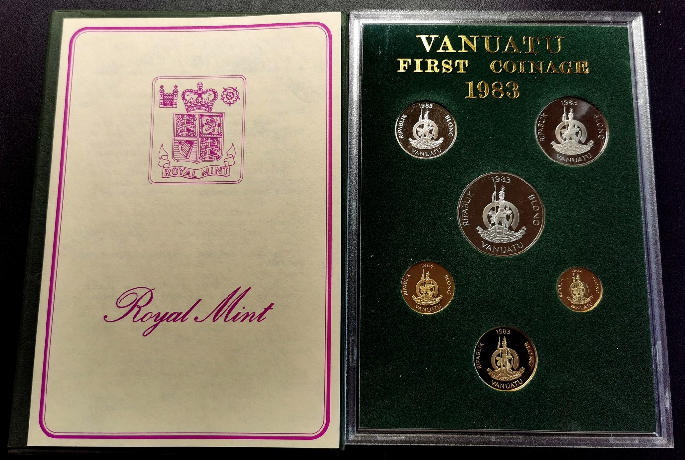 凡希社世界钱币微拍第二百六十期 1983瓦努阿图精铸PS原厂塑封附证书，该国第一套流通货币！
