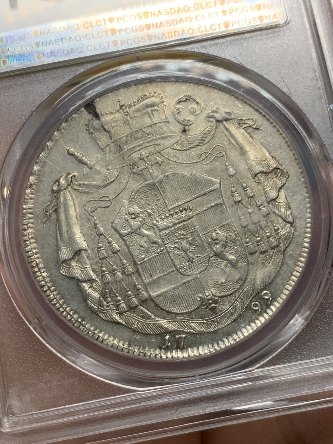 《竞宝斋》第240场-周日，周一 年终尾场 (全场包邮) PCGS-MS62 萨尔斯堡 1799年 1泰勒银币 亚军分 可藏状态