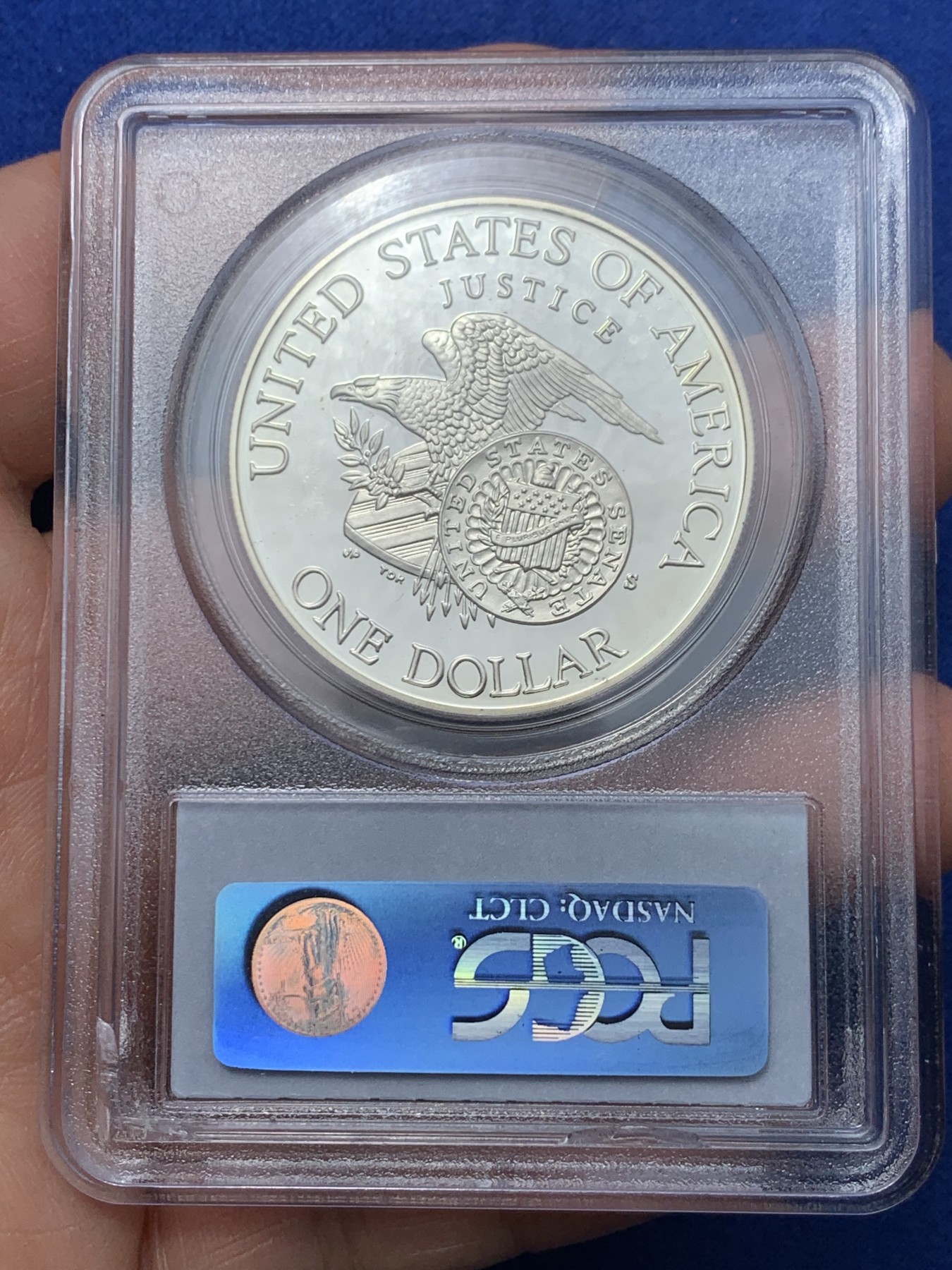 《竞宝斋》第240场-周日，周一 年终尾场 (全场包邮) PCGS PR69DCAM 美国1998罗比特肯尼迪司法部长纪念精制银币 肯尼迪总统的弟弟 第一个被刺杀的总统候选人