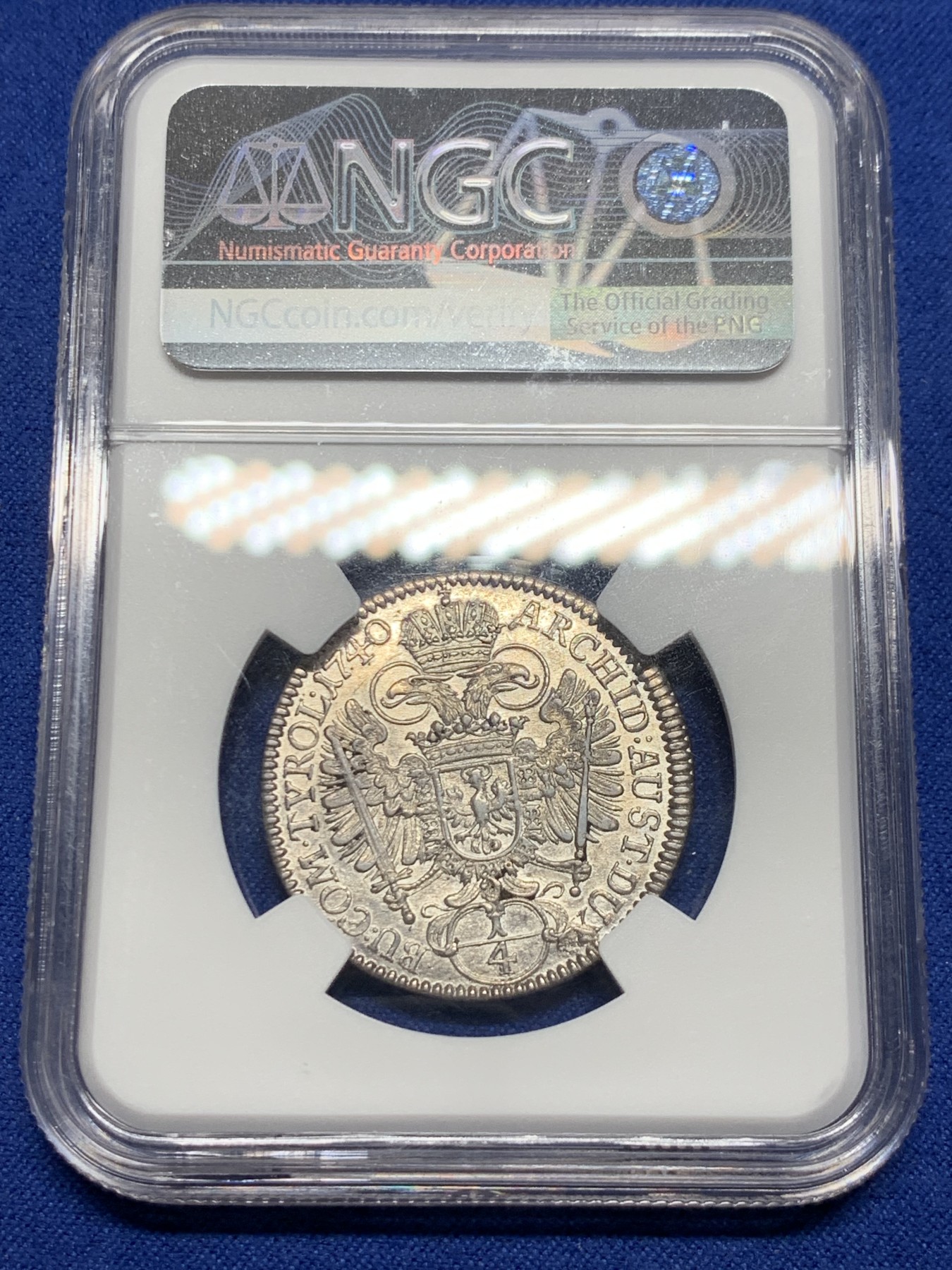 《竞宝斋》第240场-周日，周一 年终尾场 (全场包邮) NGC-MS62 神罗 1740年 卡尔六世 1/4泰勒少见面值 好状态