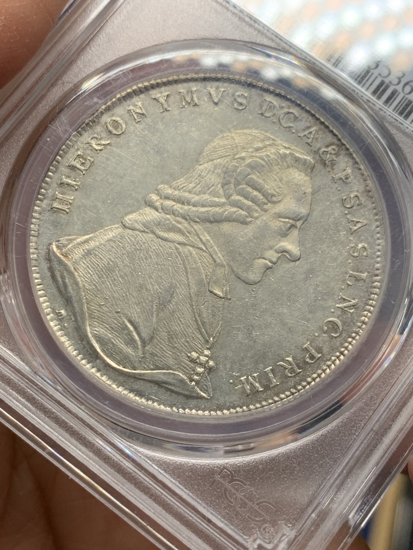 《竞宝斋》第240场-周日，周一 年终尾场 (全场包邮) PCGS-MS62 萨尔斯堡 1799年 1泰勒银币 亚军分 可藏状态
