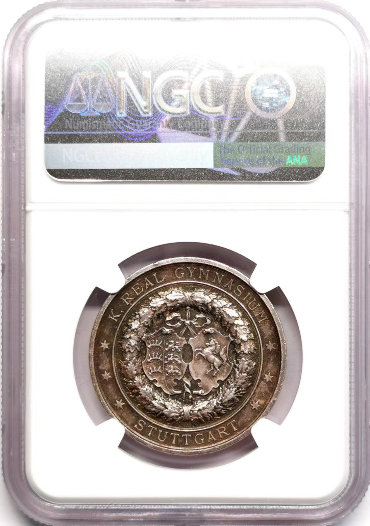 凡希社世界钱币微拍第二百六十期 十九世纪德国斯图加特学院银章-阅读者MGC-MS62