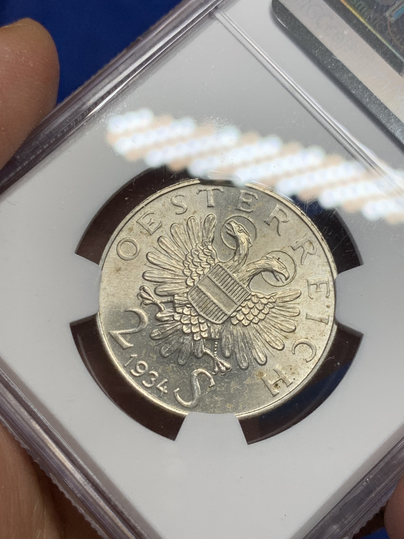 《竞宝斋》第240场-周日，周一 年终尾场 (全场包邮) NGC MS64 奥地利1934年总理逝世纪念2先令银币 转光好品 少见