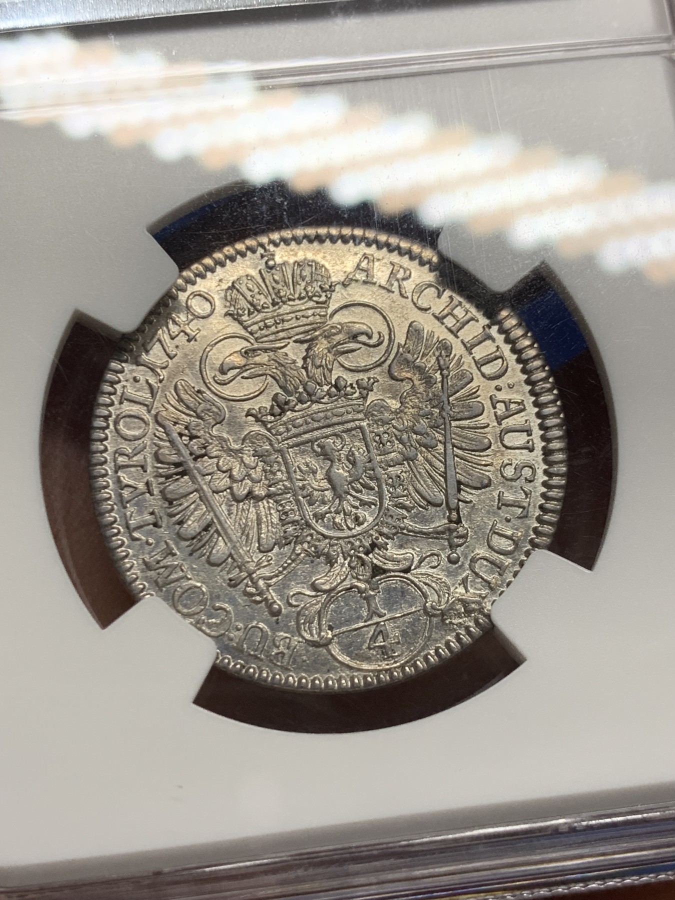 《竞宝斋》第240场-周日，周一 年终尾场 (全场包邮) NGC-MS62 神罗 1740年 卡尔六世 1/4泰勒少见面值 好状态