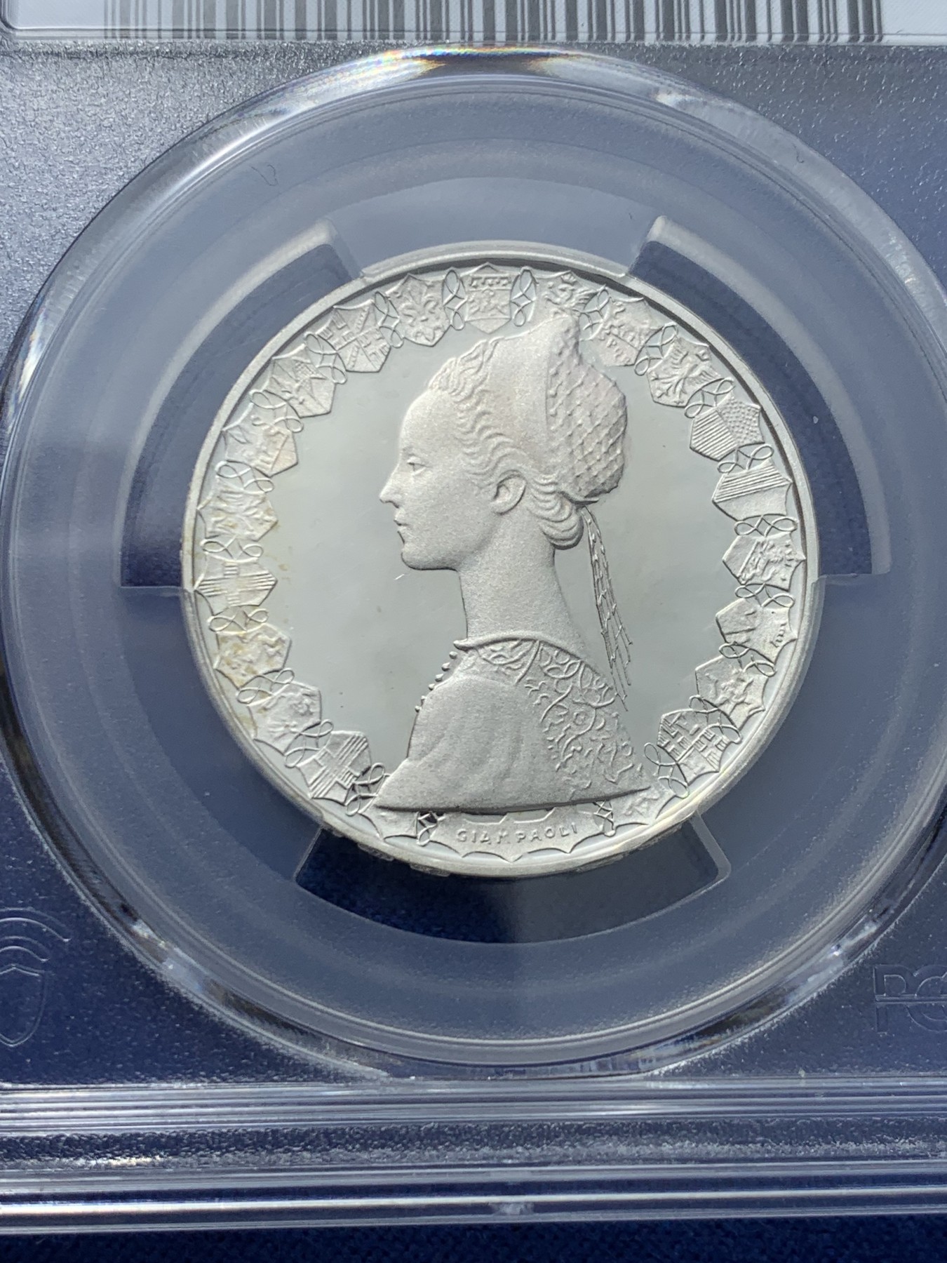 《竞宝斋》第240场-周日，周一 年终尾场 (全场包邮) 亚军分 PCGS-PR68DCAM 意大利 1986年 精制 帆船少女 500里拉 霜光十足