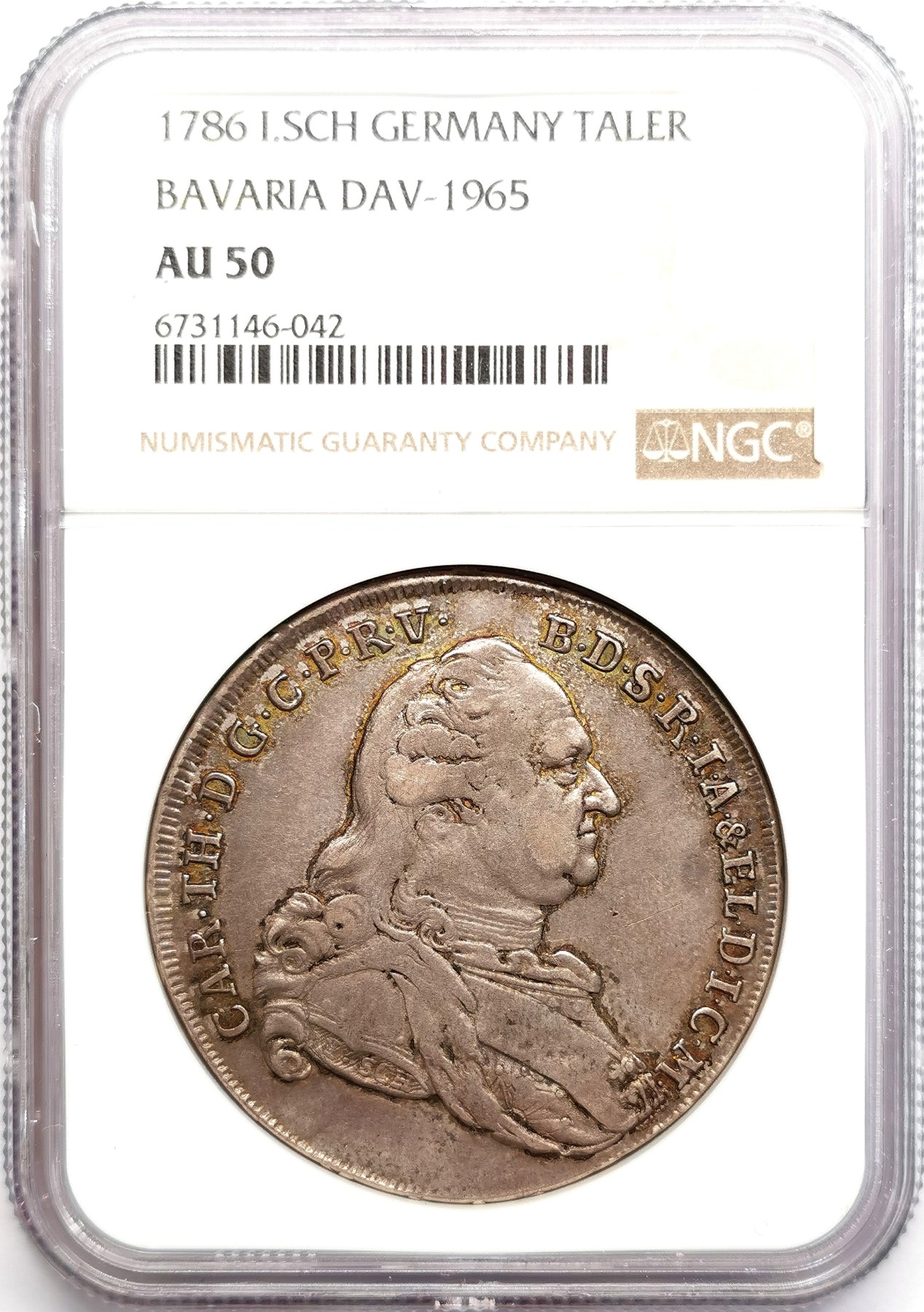 凡希社世界钱币微拍第二百六十期 1786巴伐利亚圣母子泰勒大银NGC-AU50