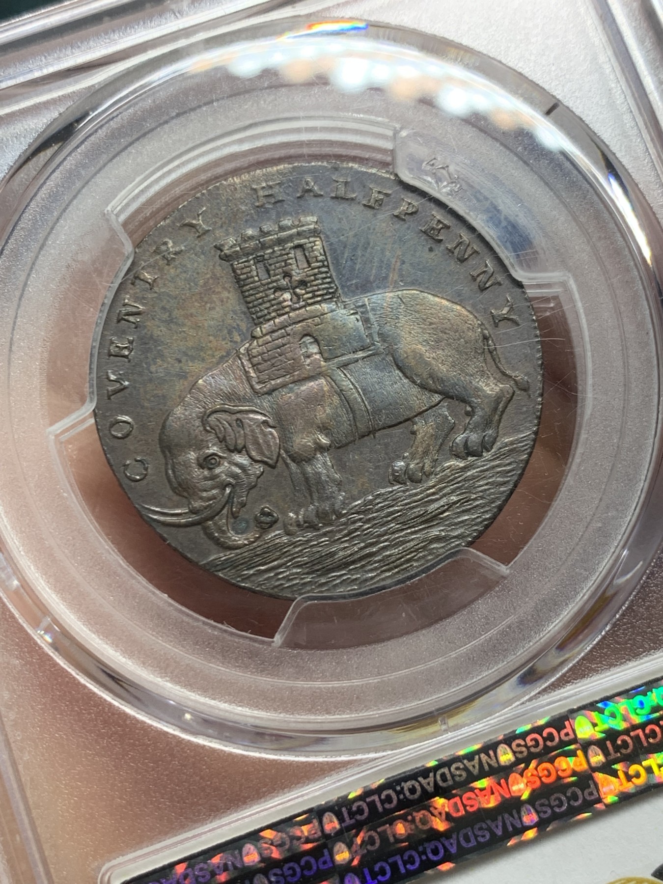 《竞宝斋》第240场-周日，周一 年终尾场 (全场包邮) PCGS AU55 英国1793考文垂戈黛娃半便士，Token名誉品，比1792年的少很多