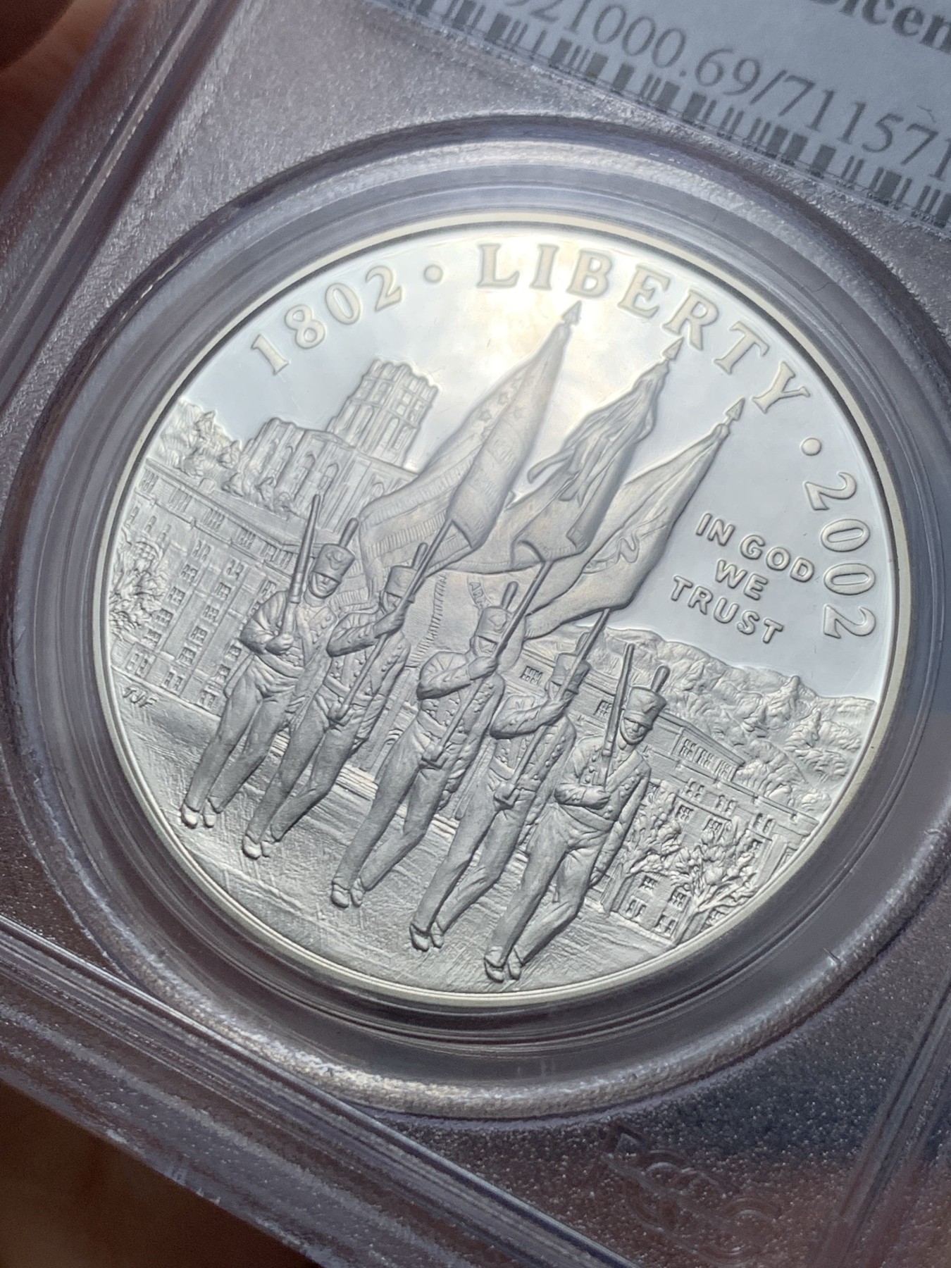 《竞宝斋》第240场-周日，周一 年终尾场 (全场包邮) PCGS-PR69DCAM 美国西点军校成立200周年纪念精制1美元银币。