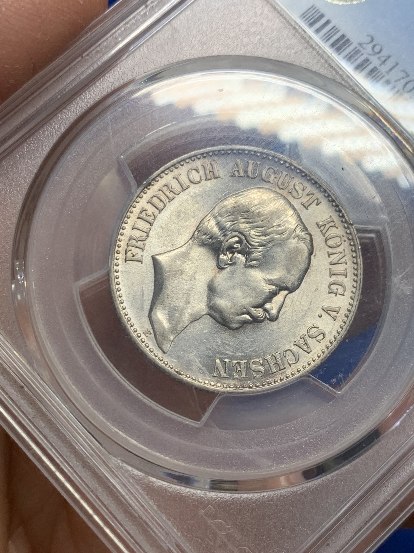 《竞宝斋》第240场-周日，周一 年终尾场 (全场包邮) PCGS MS62 德国1914年萨克森2马克银币，关门币，流通版上MS十分难得，少见品种