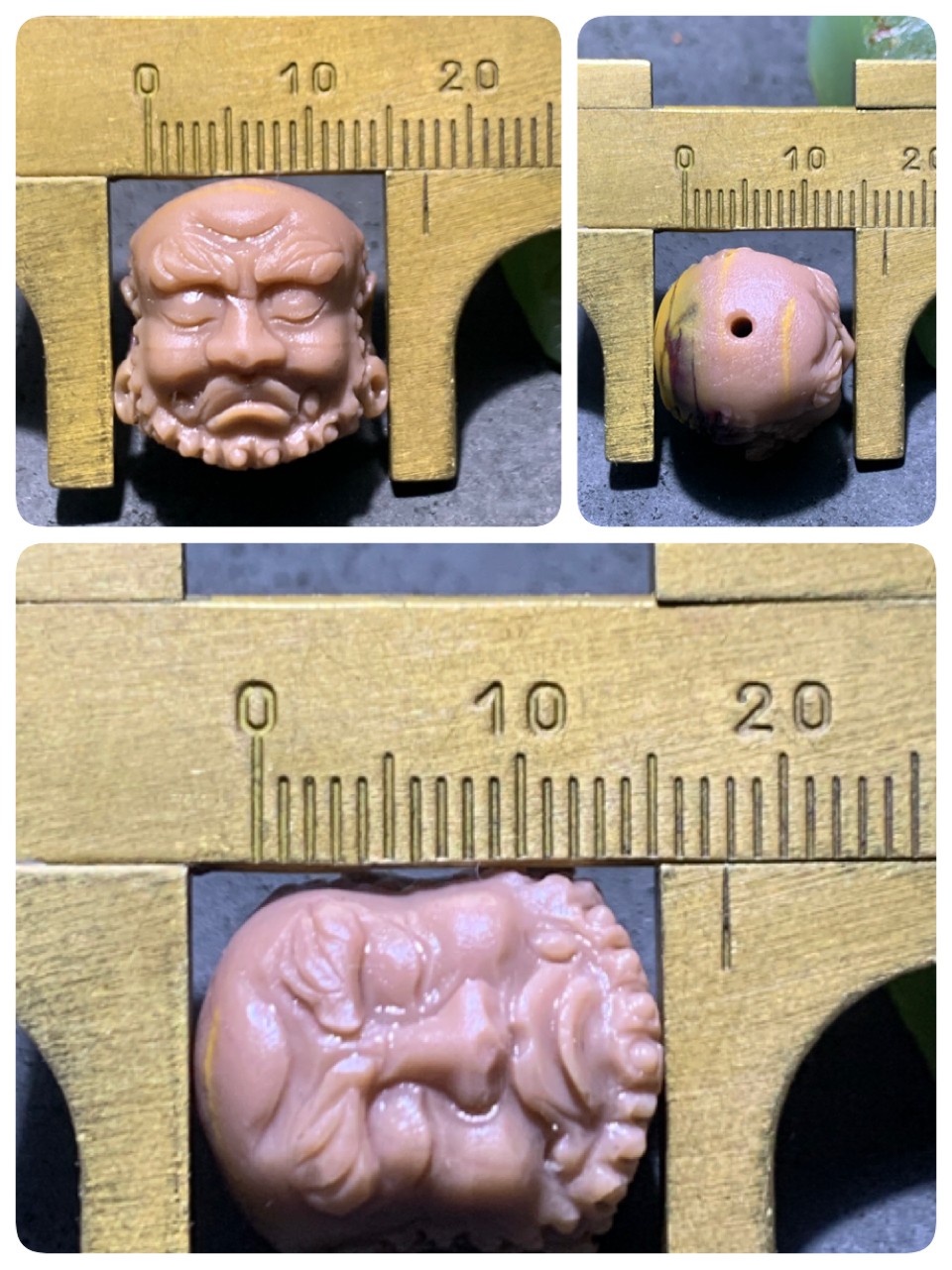 精美亚光戈壁彩玉手工雕刻达摩珠子一个！
