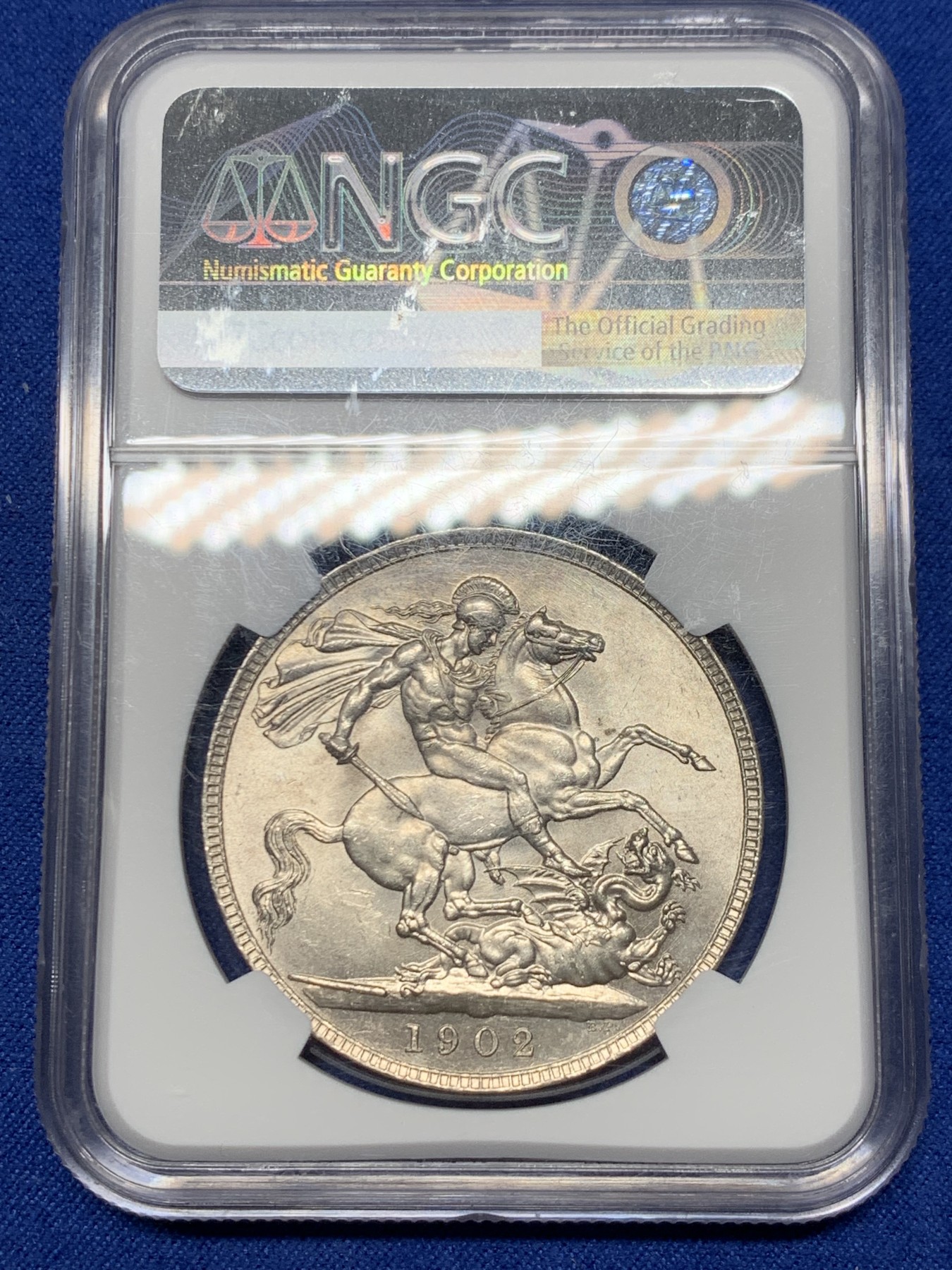 《竞宝斋》第240场-周日，周一 年终尾场 (全场包邮) NGC-MS64 英国1902年爱德华七世马剑克朗银币