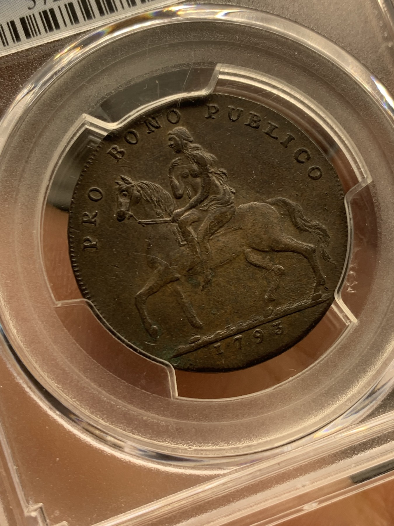 《竞宝斋》第240场-周日，周一 年终尾场 (全场包邮) PCGS AU55 英国1793考文垂戈黛娃半便士，Token名誉品，比1792年的少很多