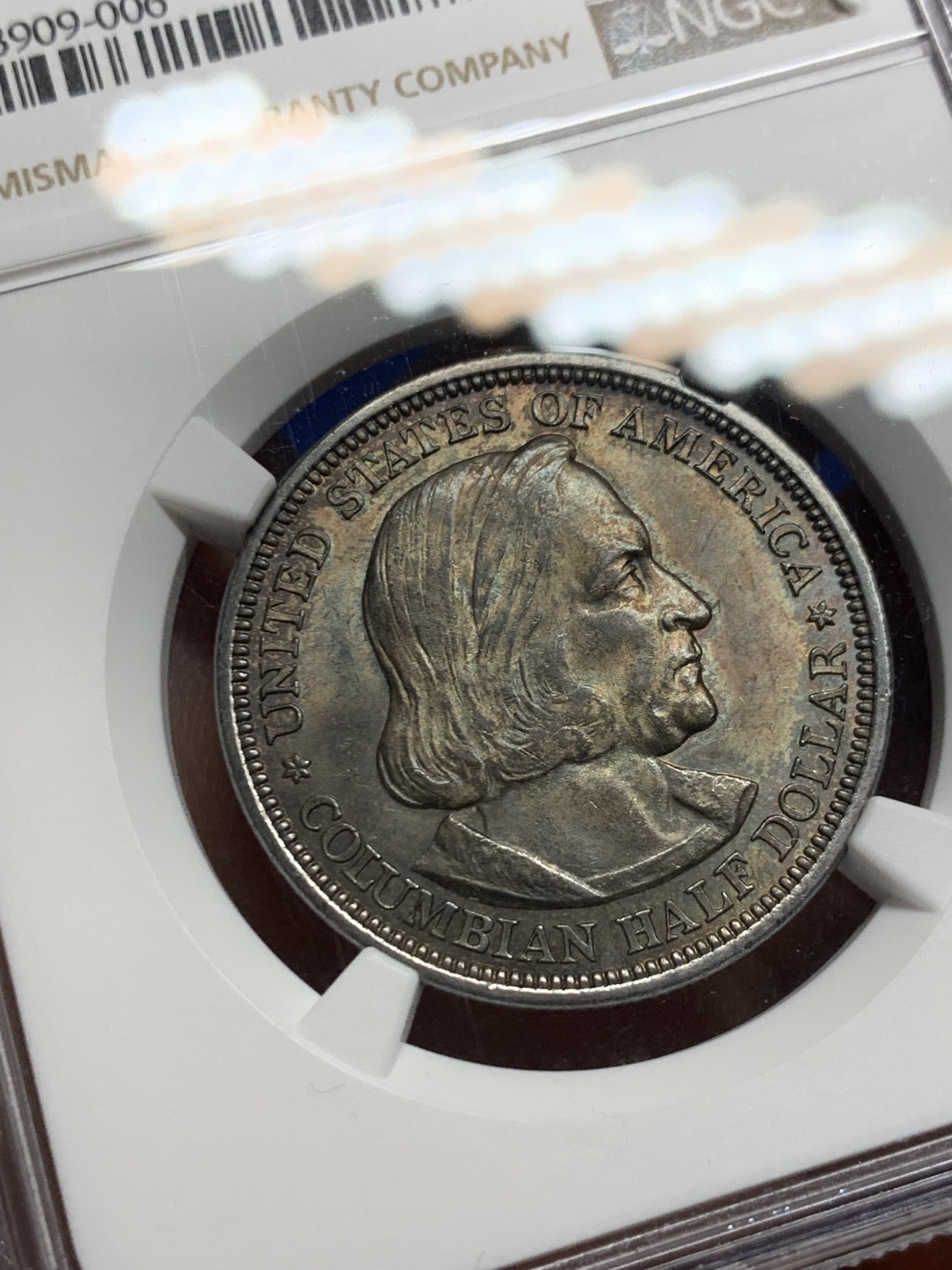 《竞宝斋》第240场-周日，周一 年终尾场 (全场包邮) NGC-MS64 美国 1893 哥伦布半美元银币 64高分 深彩包浆