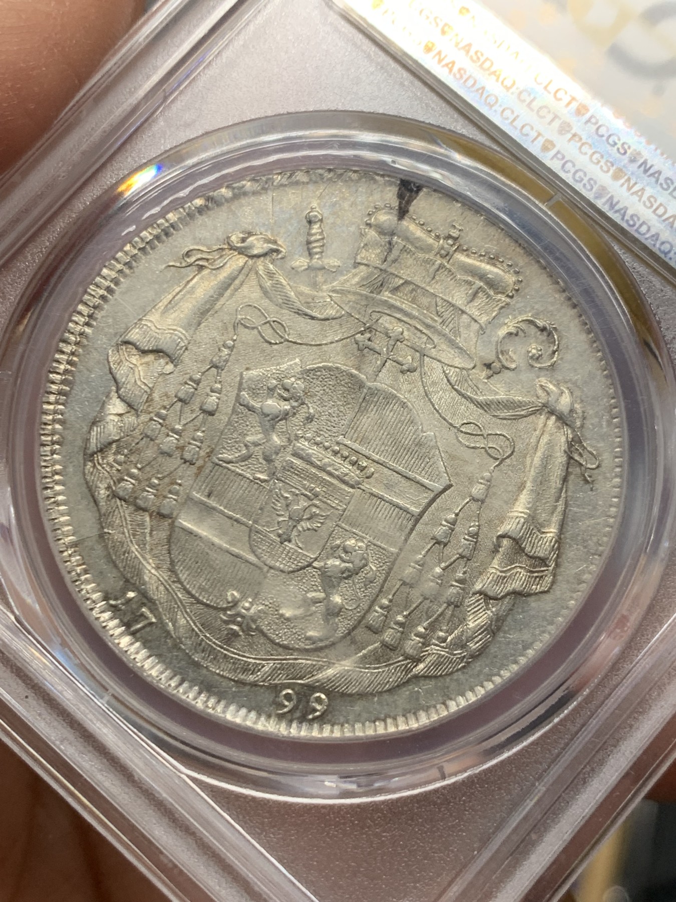 《竞宝斋》第240场-周日，周一 年终尾场 (全场包邮) PCGS-MS62 萨尔斯堡 1799年 1泰勒银币 亚军分 可藏状态