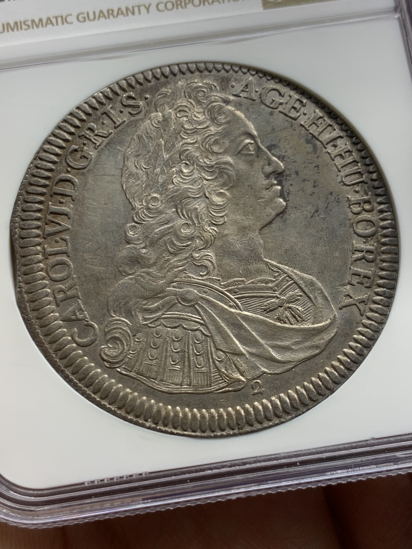 《竞宝斋》第240场-周日，周一 年终尾场 (全场包邮) NGC UNC 神圣罗马帝国奥地利1737年骑字版银币 卡尔六世皇帝老泰勒