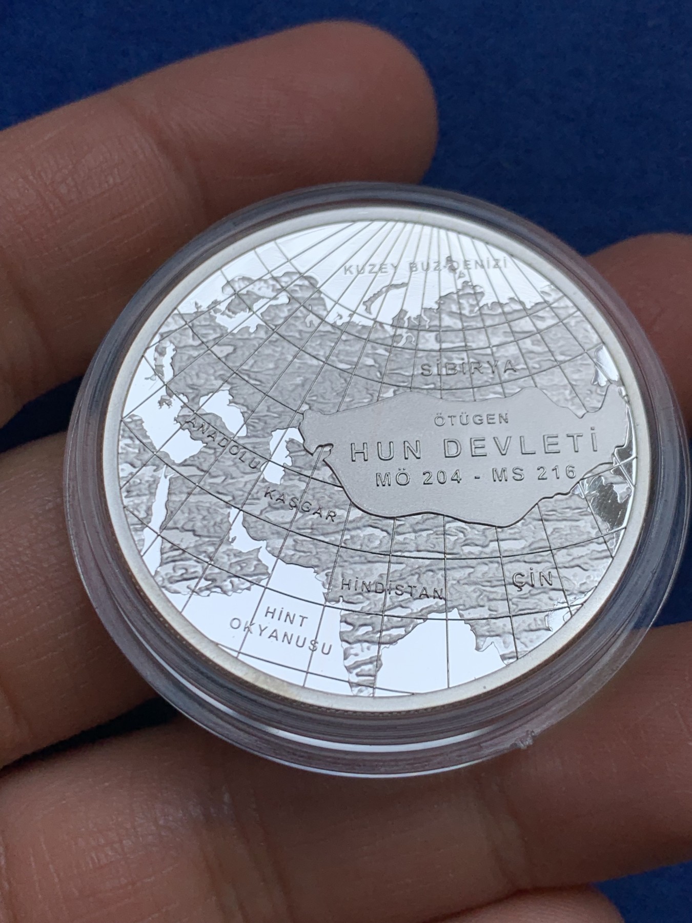 《竞宝斋》第240场-周日，周一 年终尾场 (全场包邮) 2020年土耳其大匈奴地图1盎司银币 少见品种