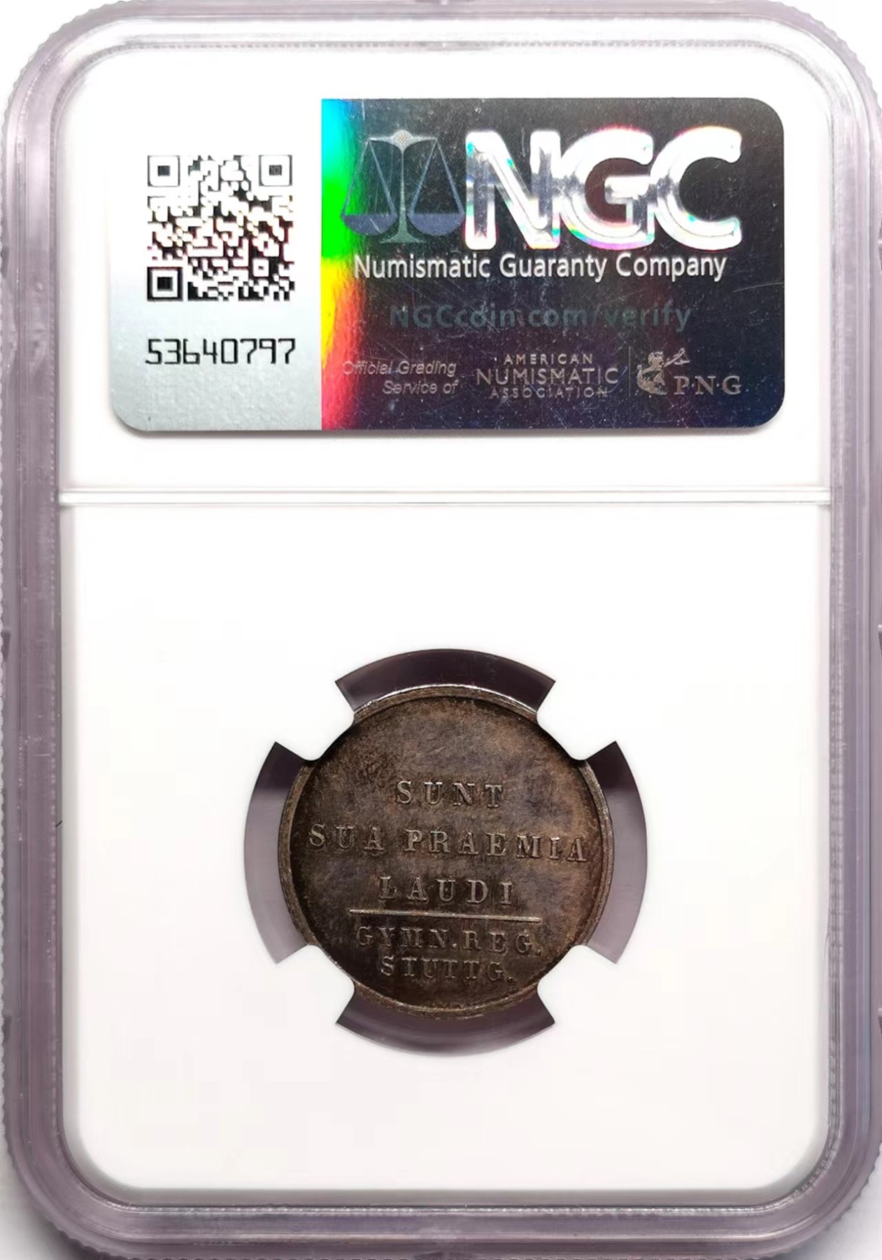 凡希社世界钱币微拍第二百六十期 十九世纪德国斯图加特学院银质奖章-昆虫NGC-MS63