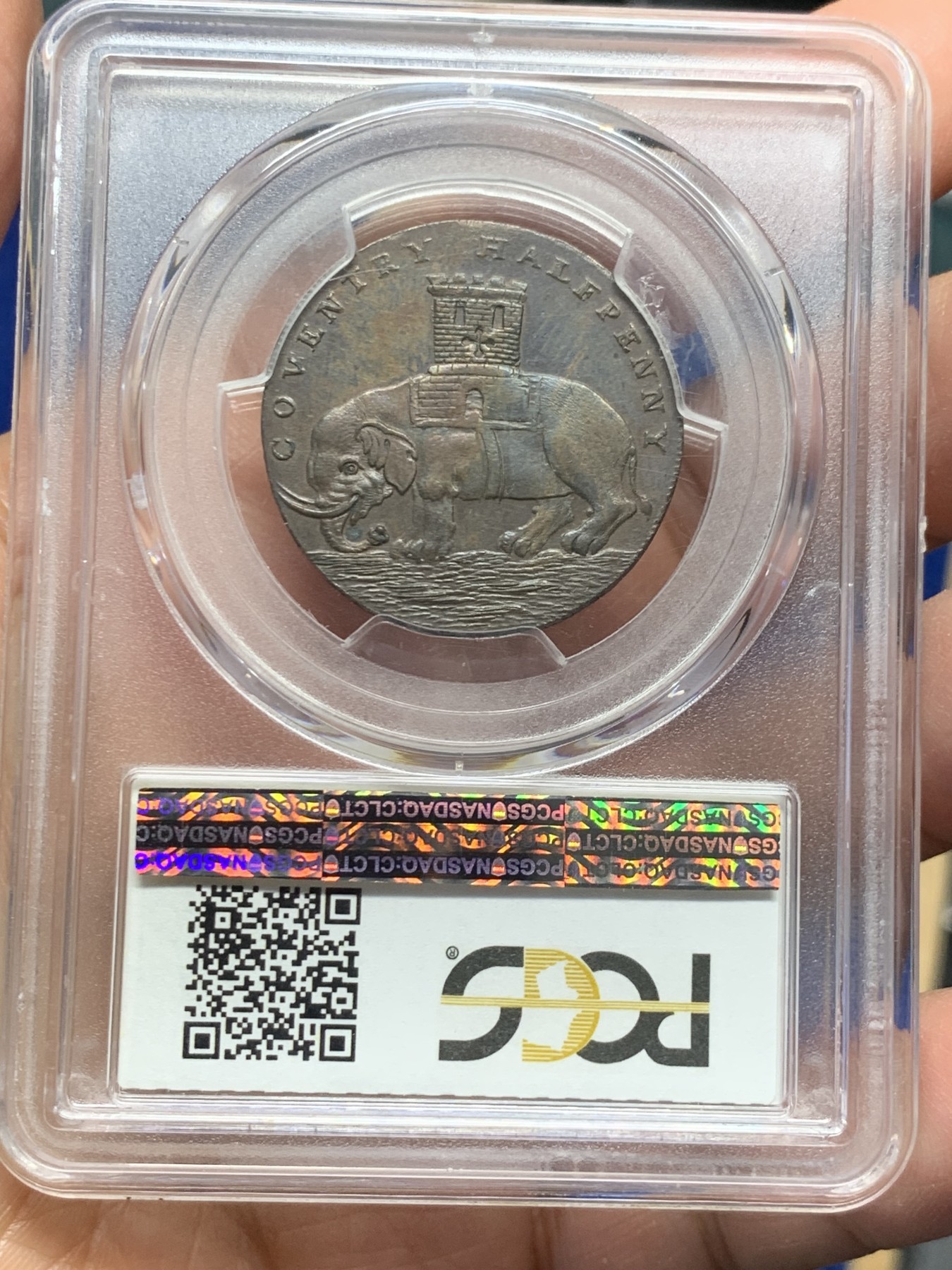 《竞宝斋》第240场-周日，周一 年终尾场 (全场包邮) PCGS AU55 英国1793考文垂戈黛娃半便士，Token名誉品，比1792年的少很多