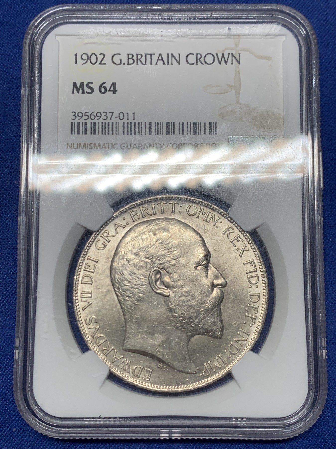 《竞宝斋》第240场-周日，周一 年终尾场 (全场包邮) NGC-MS64 英国1902年爱德华七世马剑克朗银币