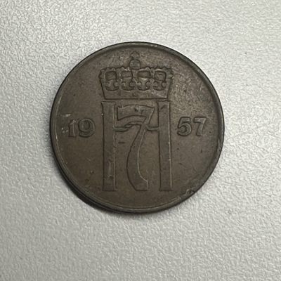 康怡轩【世界各国硬币专场】第42期 - 1957年挪威5欧尔铜币 KM40  1枚