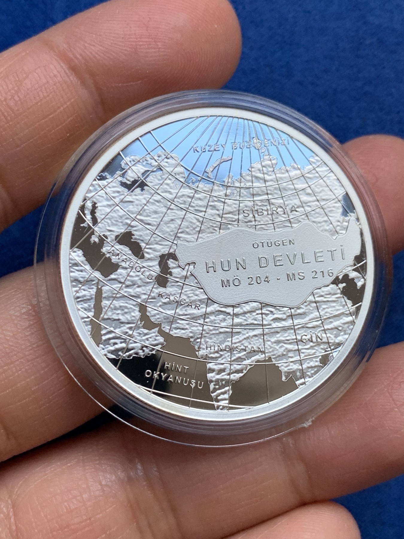 《竞宝斋》第240场-周日，周一 年终尾场 (全场包邮) 2020年土耳其大匈奴地图1盎司银币 少见品种