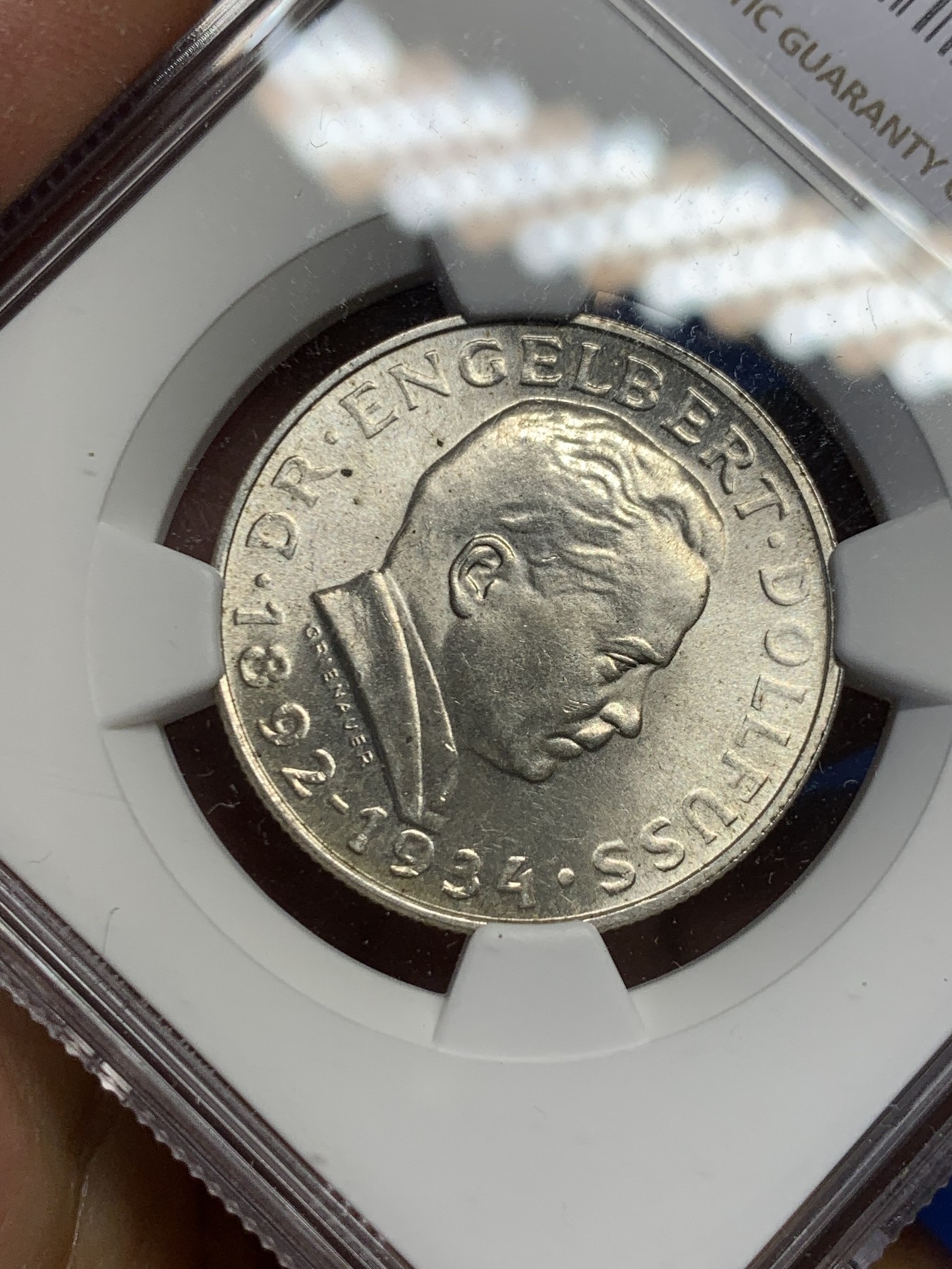 《竞宝斋》第240场-周日，周一 年终尾场 (全场包邮) NGC MS64 奥地利1934年总理逝世纪念2先令银币 转光好品 少见