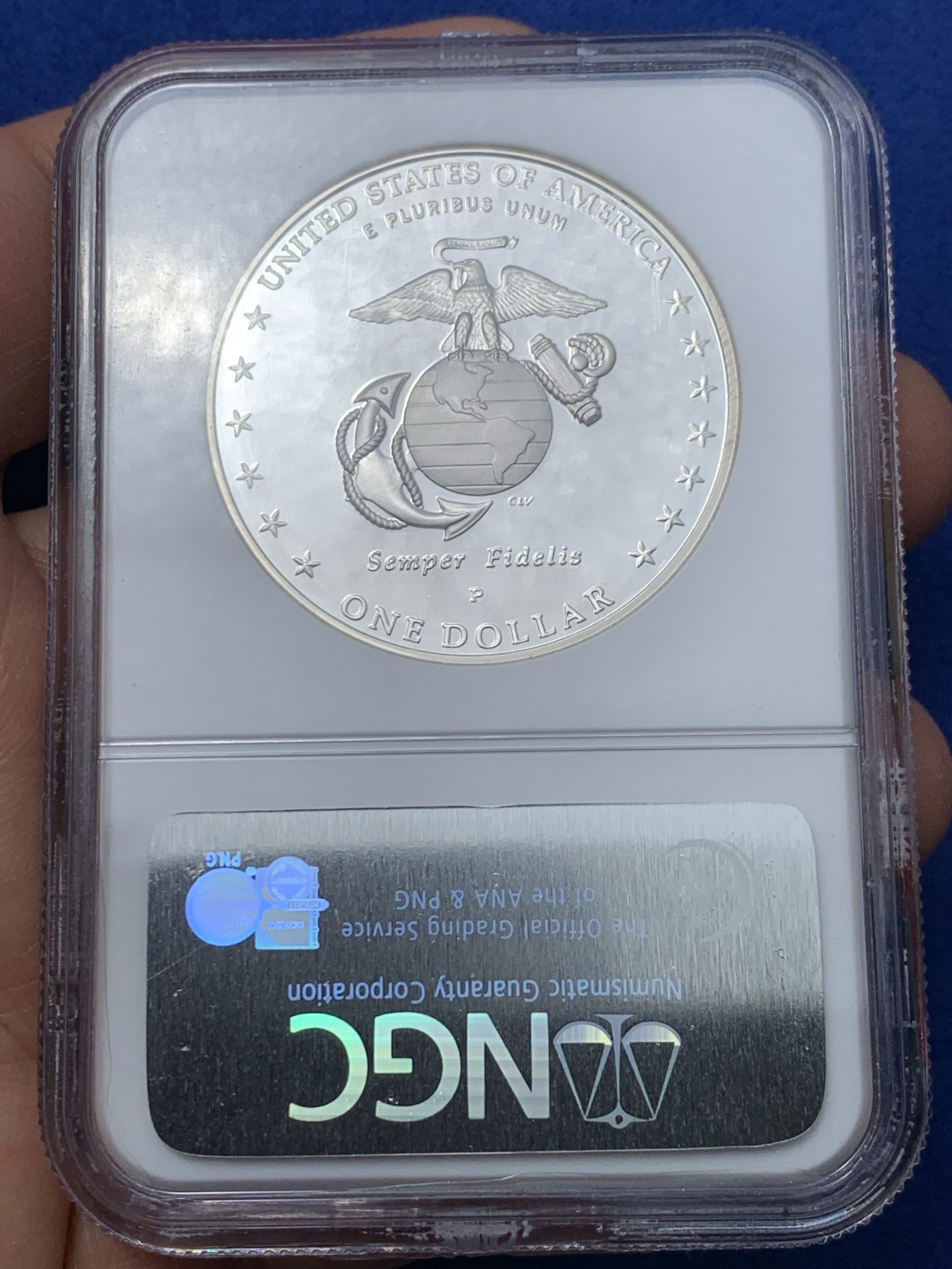 《竞宝斋》第240场-周日，周一 年终尾场 (全场包邮) NGC老评PF69 美国2005海军陆战队成立230周年精制纪念银币 07年克劳斯最佳硬币