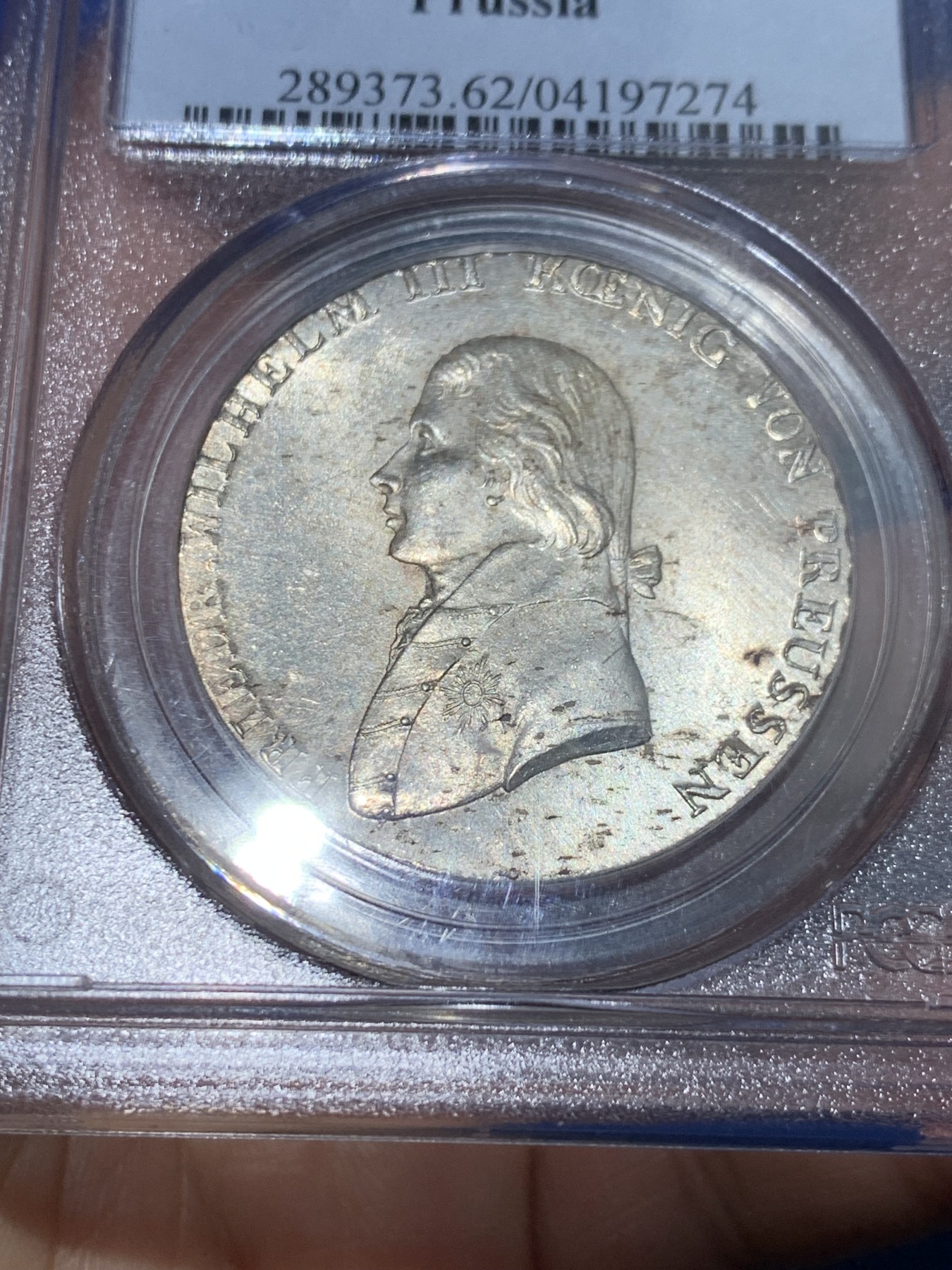 《竞宝斋》第240场-周日，周一 年终尾场 (全场包邮) PCGS MS62 德国 1802 腓特烈·威廉三世 野人1泰勒 银币 发丝清晰 高点俱在 值得收藏