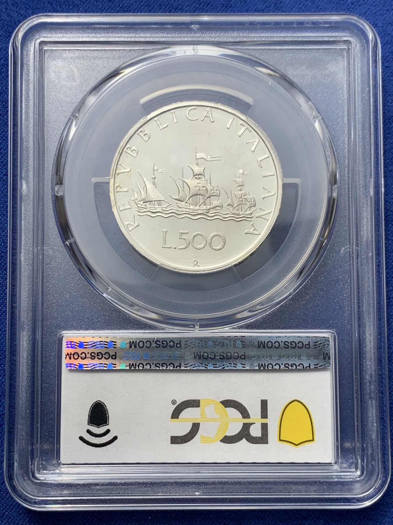 《竞宝斋》第240场-周日，周一 年终尾场 (全场包邮) 亚军分 PCGS-PR68DCAM 意大利 1986年 精制 帆船少女 500里拉 霜光十足