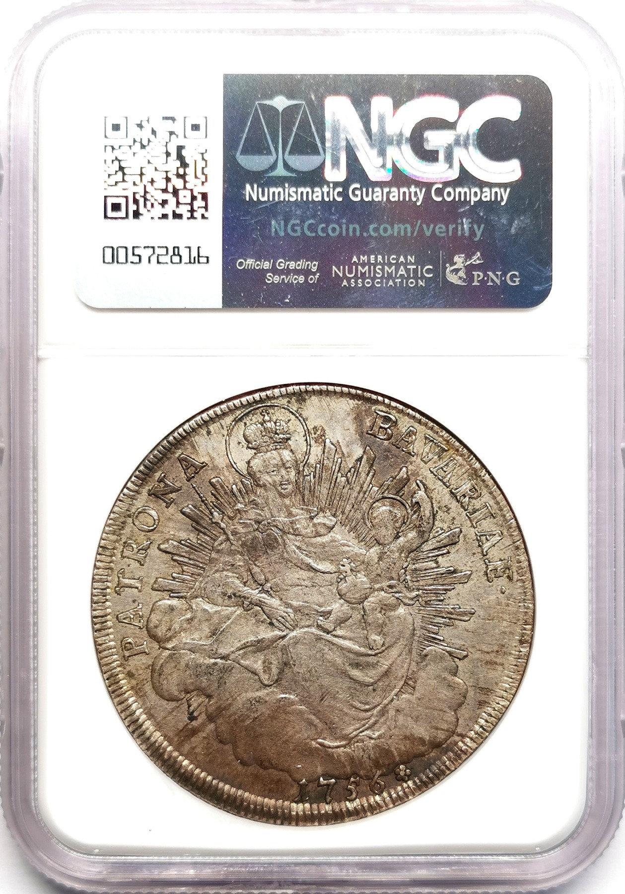 凡希社世界钱币微拍第二百六十期 1756巴伐利亚圣母子泰勒大银NGC-AU55