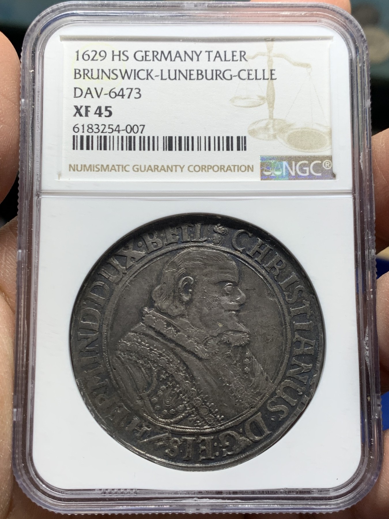 《竞宝斋》第240场-周日，周一 年终尾场 (全场包邮) NGC XF45 神圣罗马帝国1629年德国不伦瑞克-吕纳堡-策勒打制老泰勒银币
