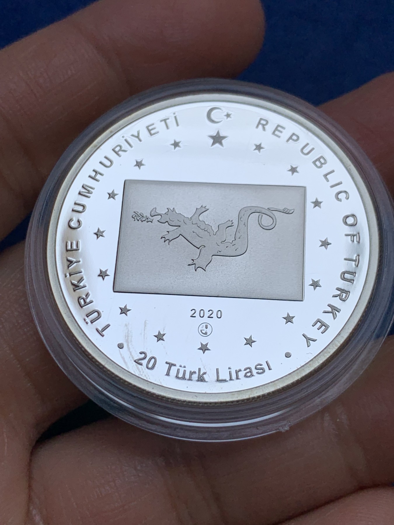 《竞宝斋》第240场-周日，周一 年终尾场 (全场包邮) 2020年土耳其大匈奴地图1盎司银币 少见品种