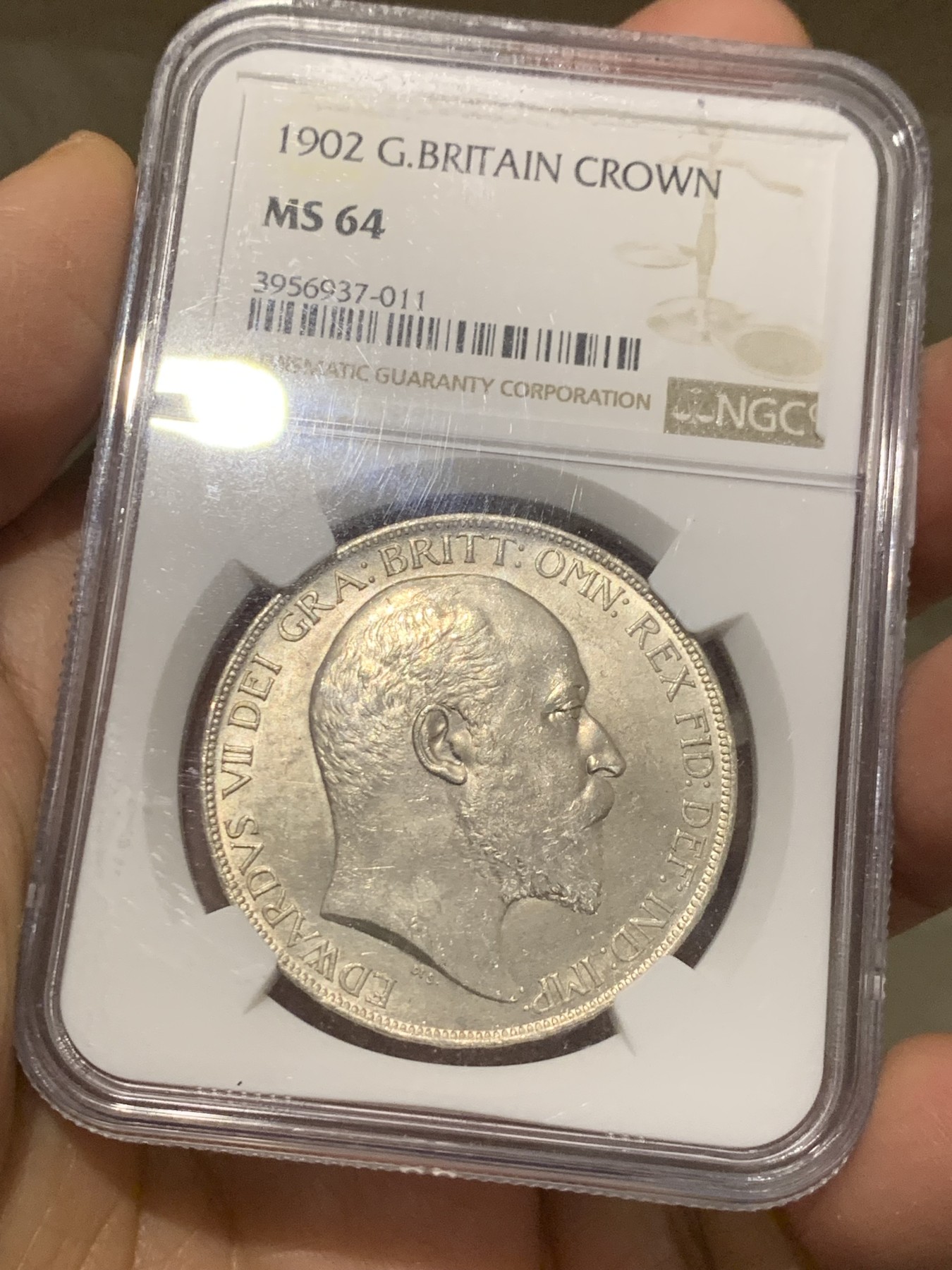 《竞宝斋》第240场-周日，周一 年终尾场 (全场包邮) NGC-MS64 英国1902年爱德华七世马剑克朗银币