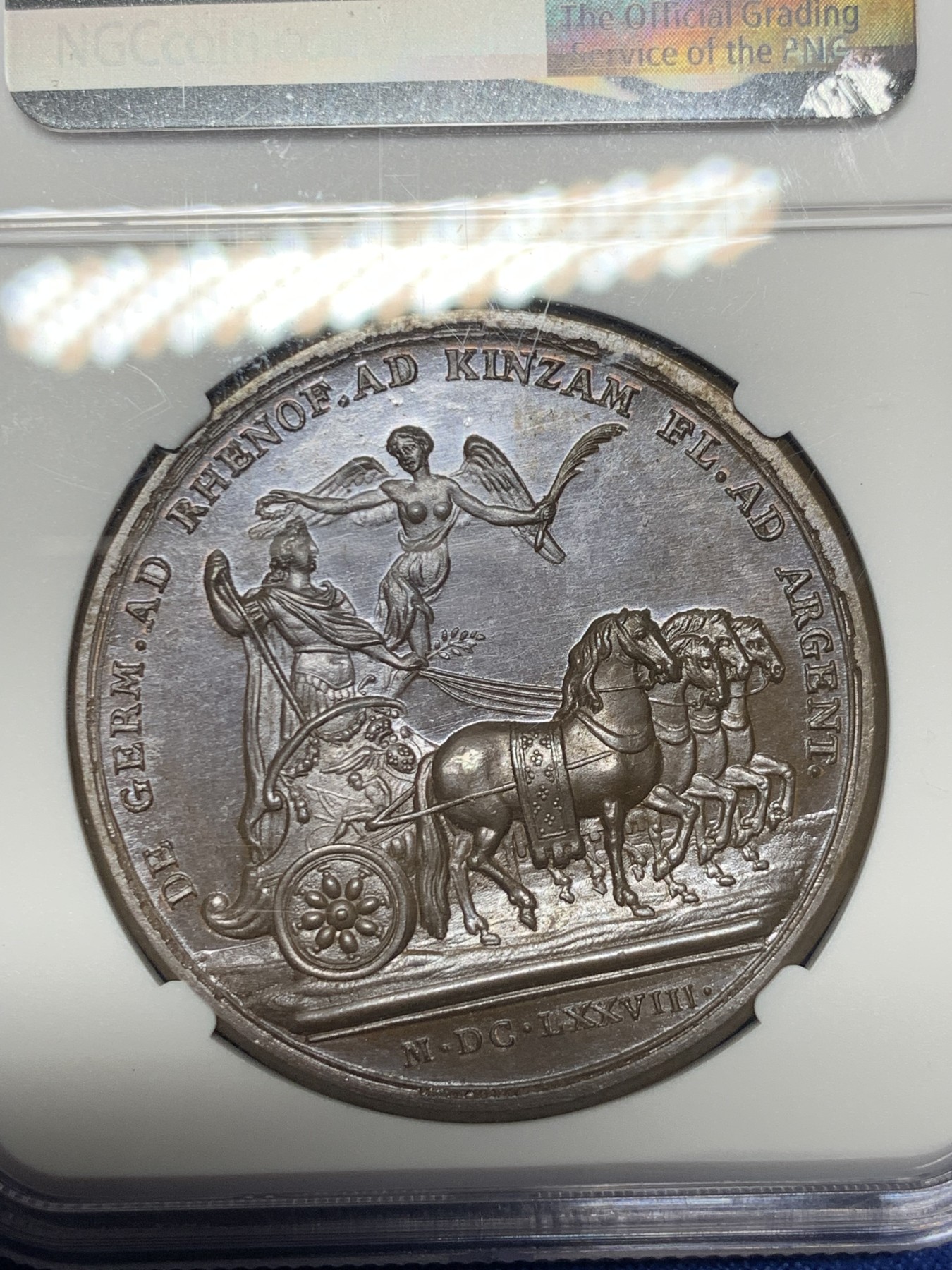 《竞宝斋》第240场-周日，周一 年终尾场 (全场包邮) 唯一冠军分 NGC MS65BN 法国1678年路易十四太阳王莱茵战役纪念大铜章