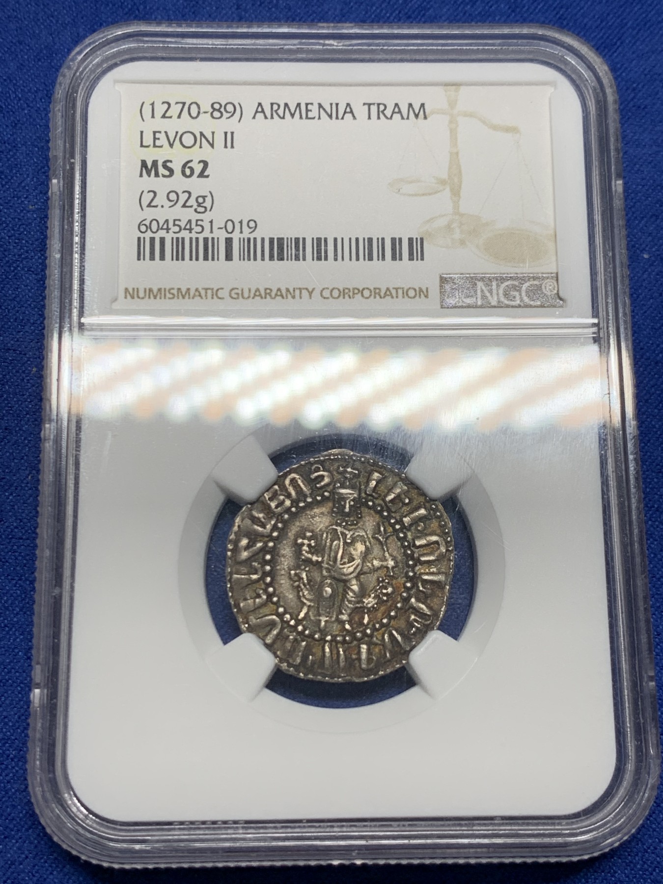 《竞宝斋》第240场-周日，周一 年终尾场 (全场包邮) NGC MS62 亚美尼亚 Levon II 1270-89年 中世纪打制银币