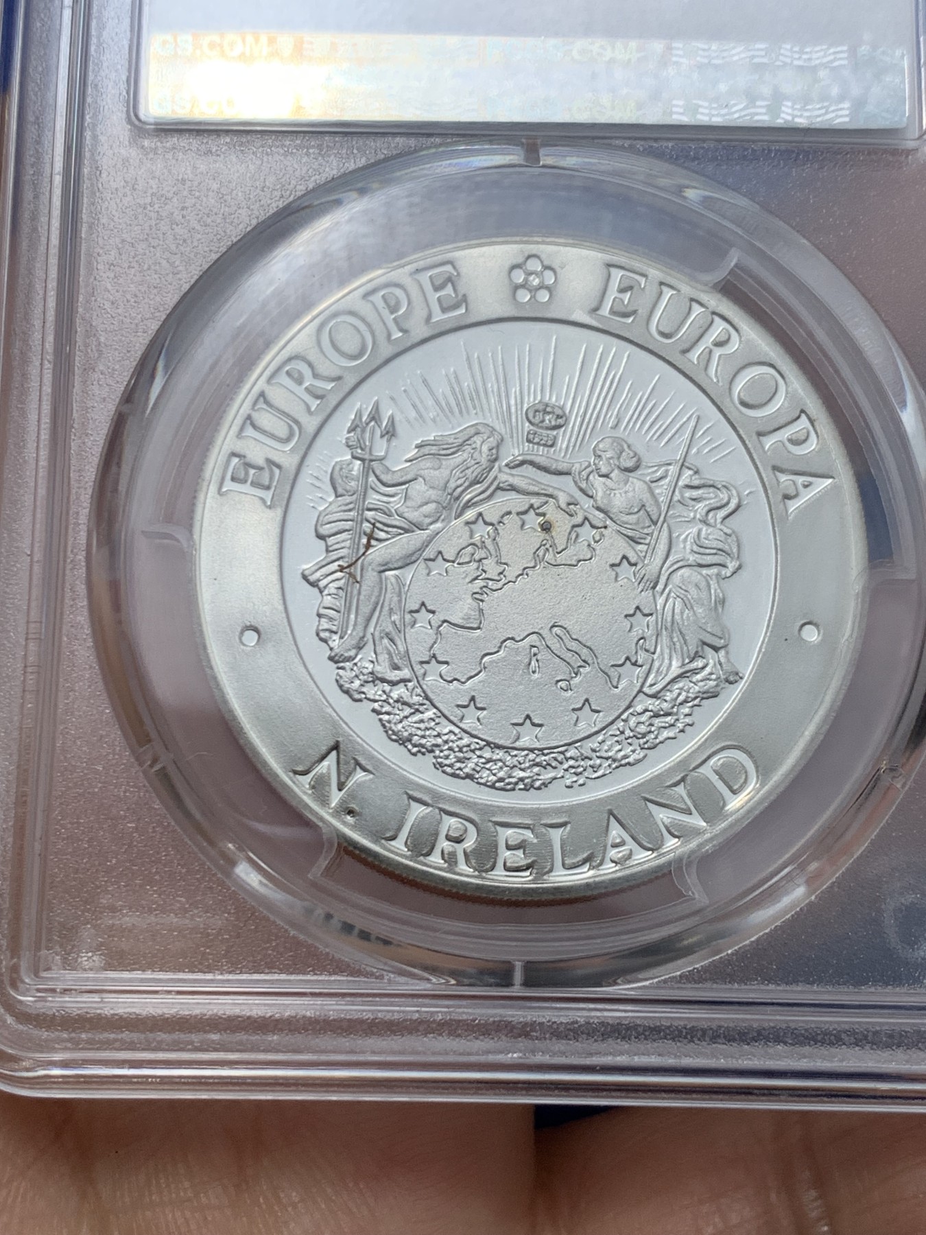 《竞宝斋》第240场-周日，周一 年终尾场 (全场包邮) PCGS金盾 PR68DCAM 北爱尔兰1992年25埃居精制大银币