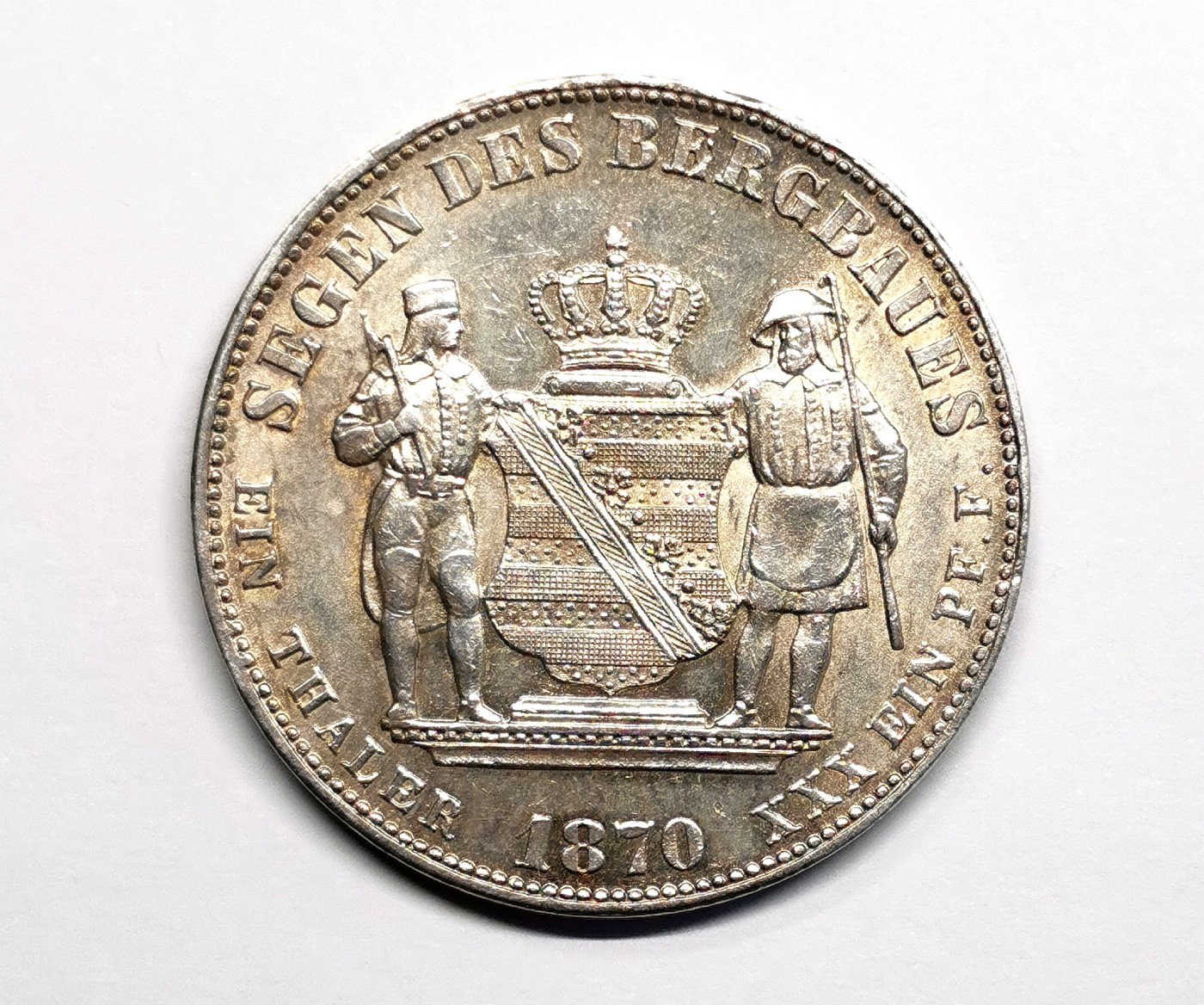 凡希社世界钱币微拍第二百六十期 1870萨克森泰勒银币AU淡彩！