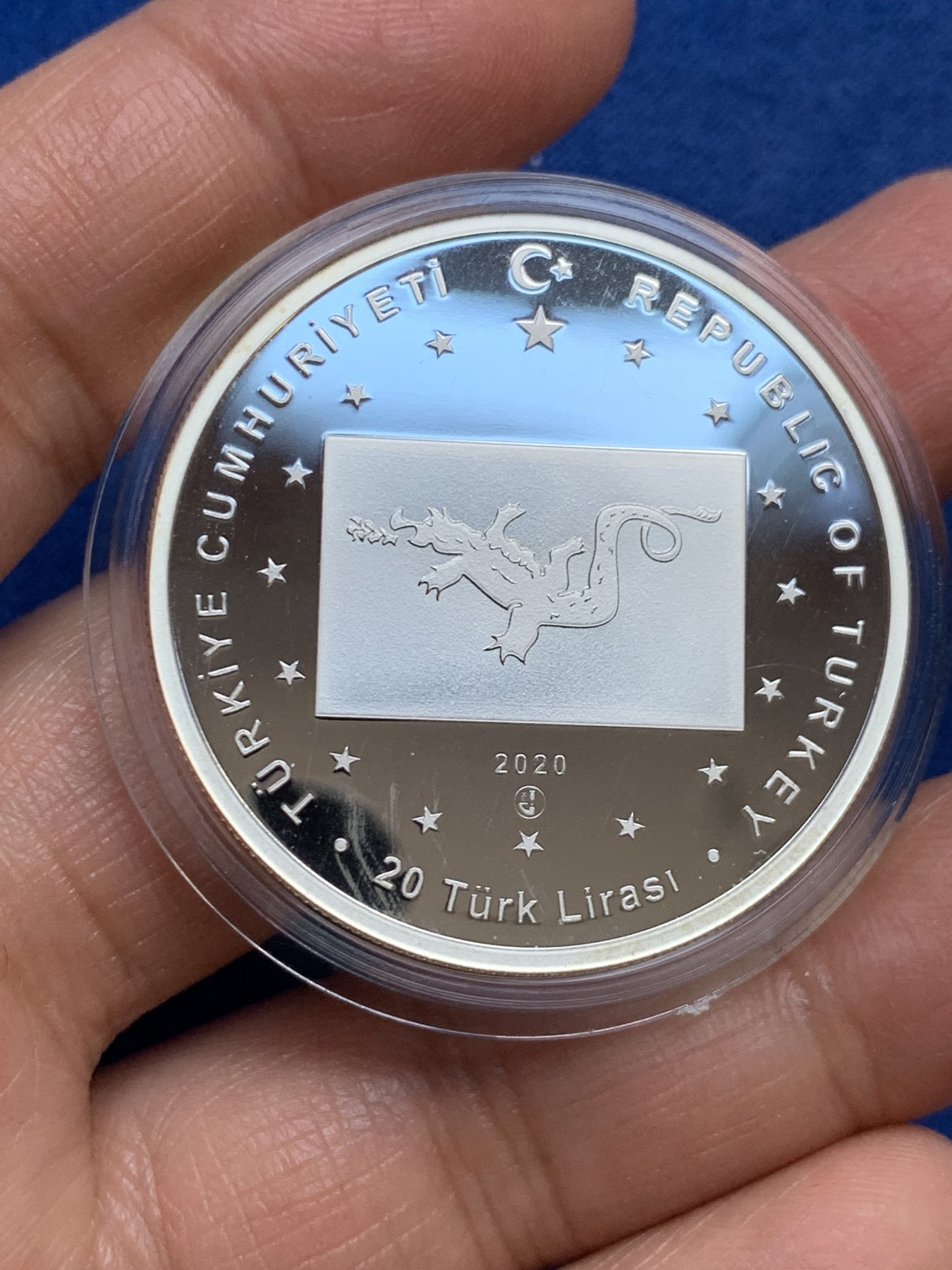 《竞宝斋》第240场-周日，周一 年终尾场 (全场包邮) 2020年土耳其大匈奴地图1盎司银币 少见品种